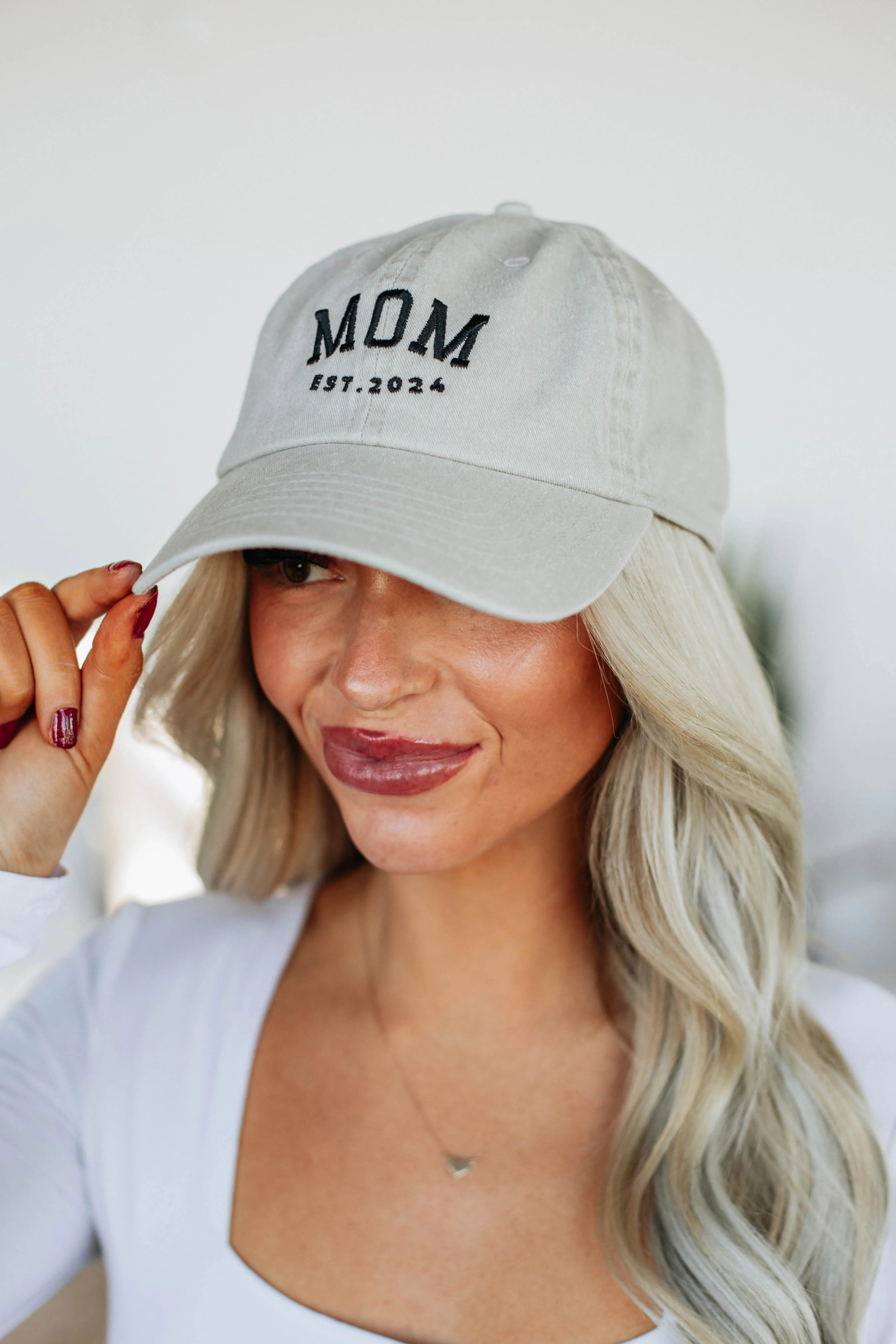 Mom Baseball Hat - Stone sold by Wild Oak Boutique