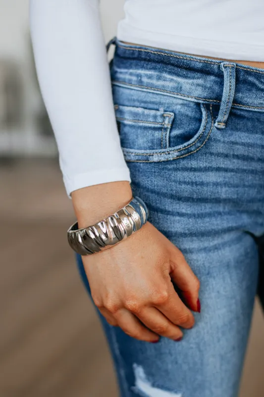 Talin Bangle Bracelet - Silver sold by Wild Oak Boutique