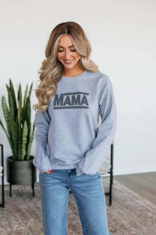 Mama Checkerboard Crewneck sold by Wild Oak Boutique