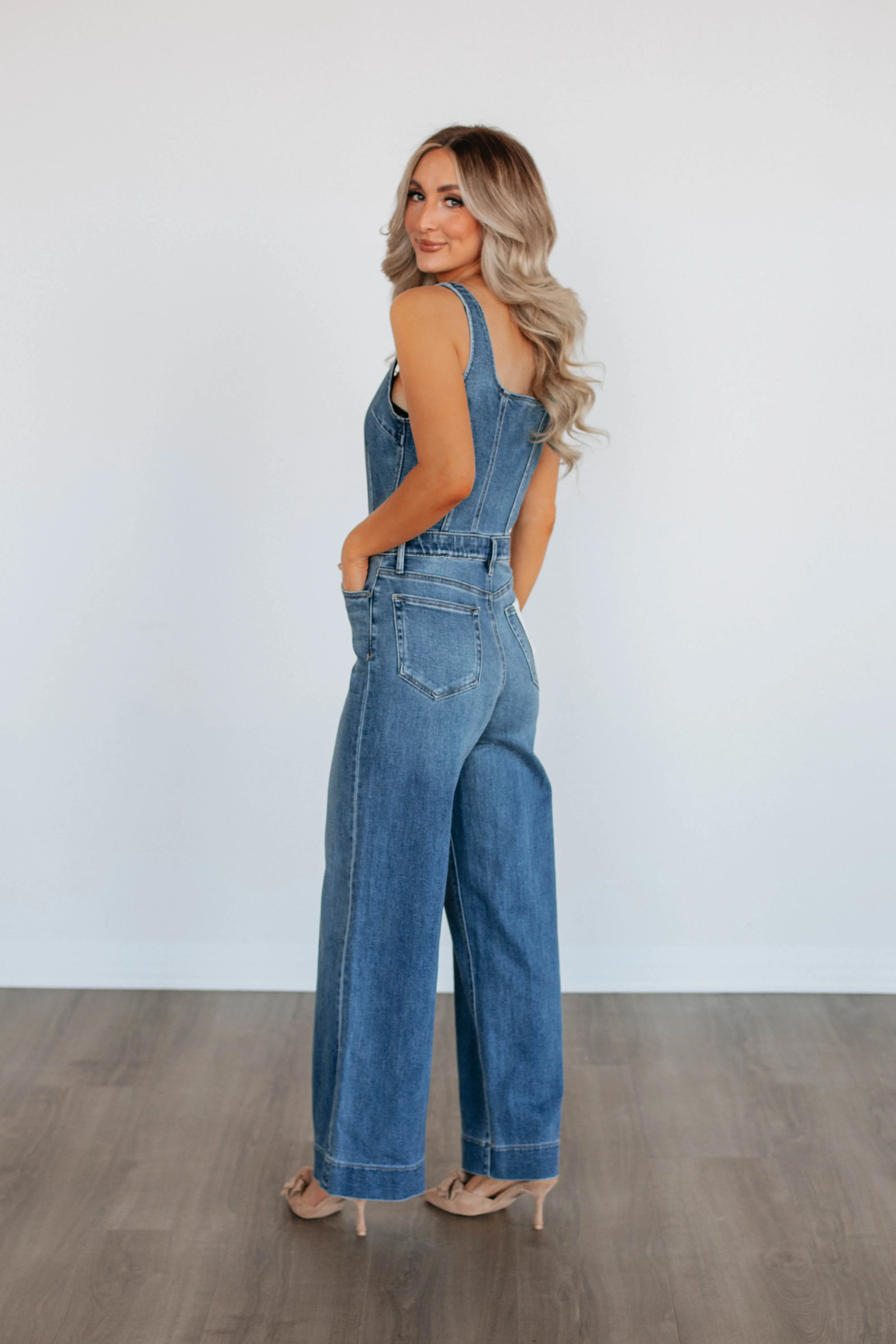 Kendall Hidden Denim Jumpsuit sold by Wild Oak Boutique product image thumbnail 5
