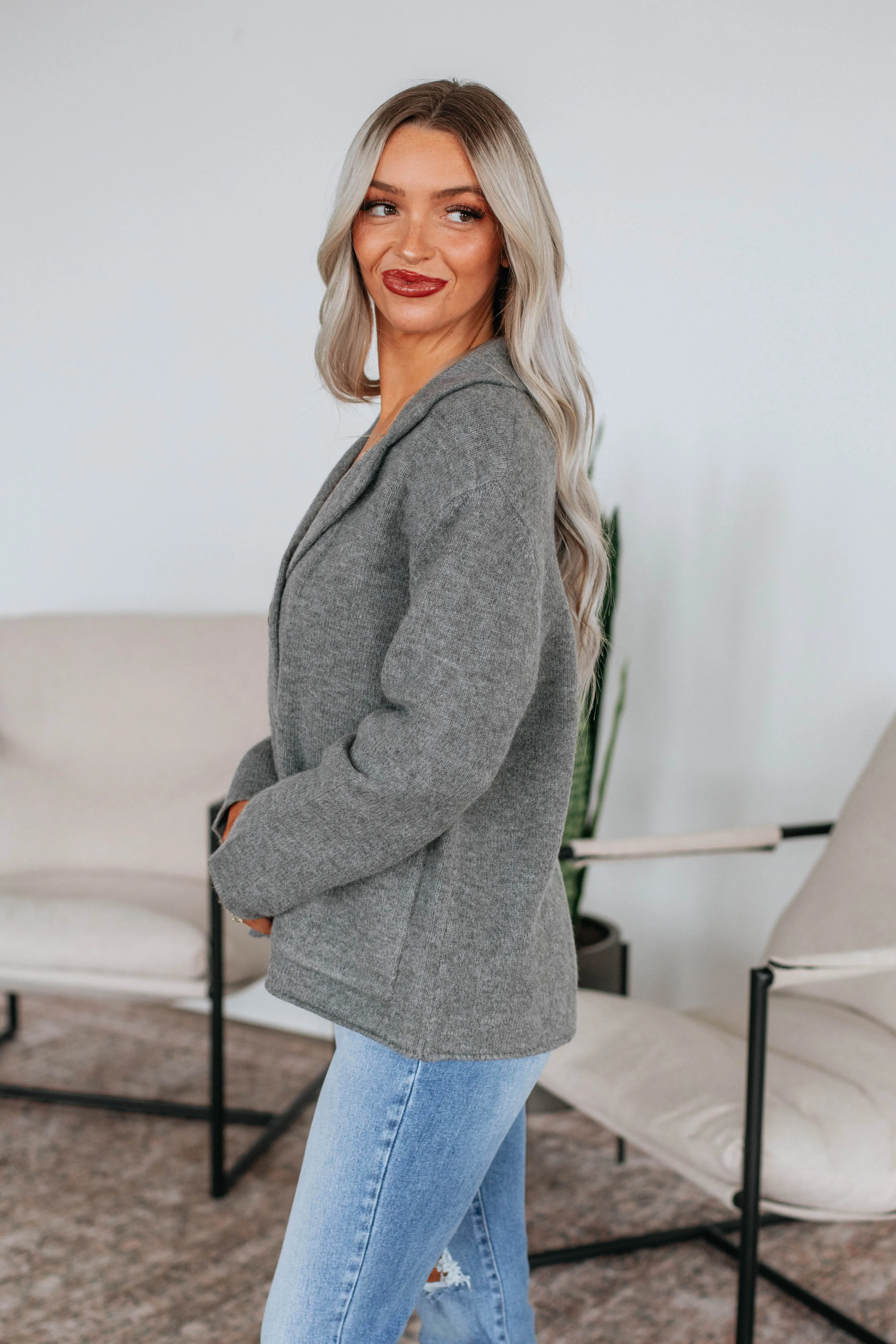 Tannis Knit Jacket - Heather Grey sold by Wild Oak Boutique product image thumbnail 4
