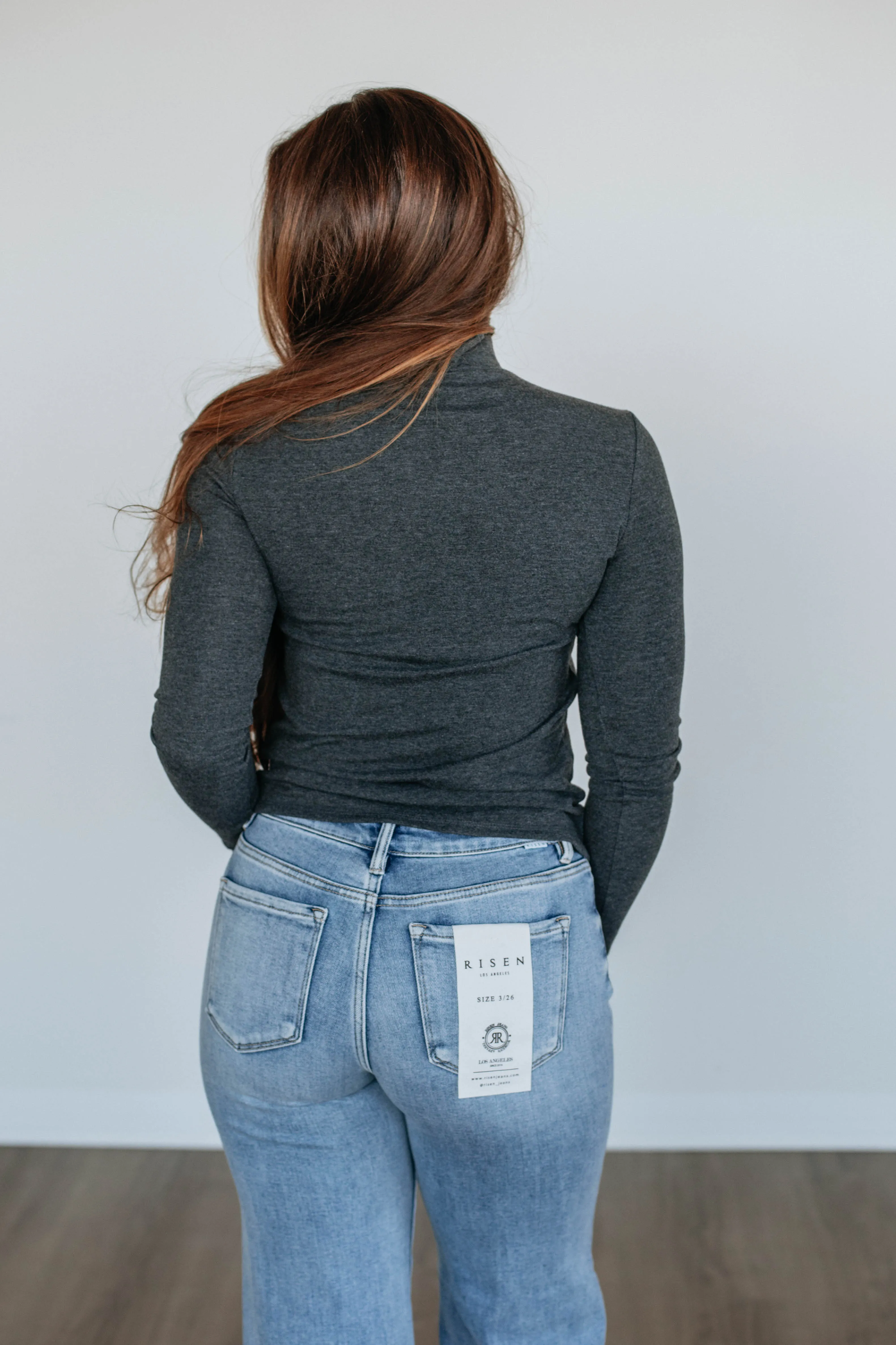 Evelina Mock Neck Top - Charcoal sold by Wild Oak Boutique product image thumbnail 5