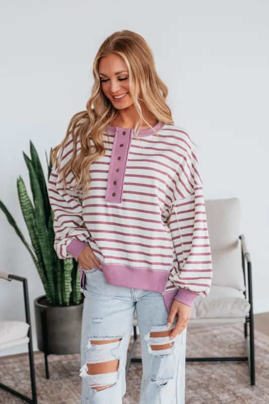 Maggey Striped Pullover - Dusty Orchid made by Peach Love California