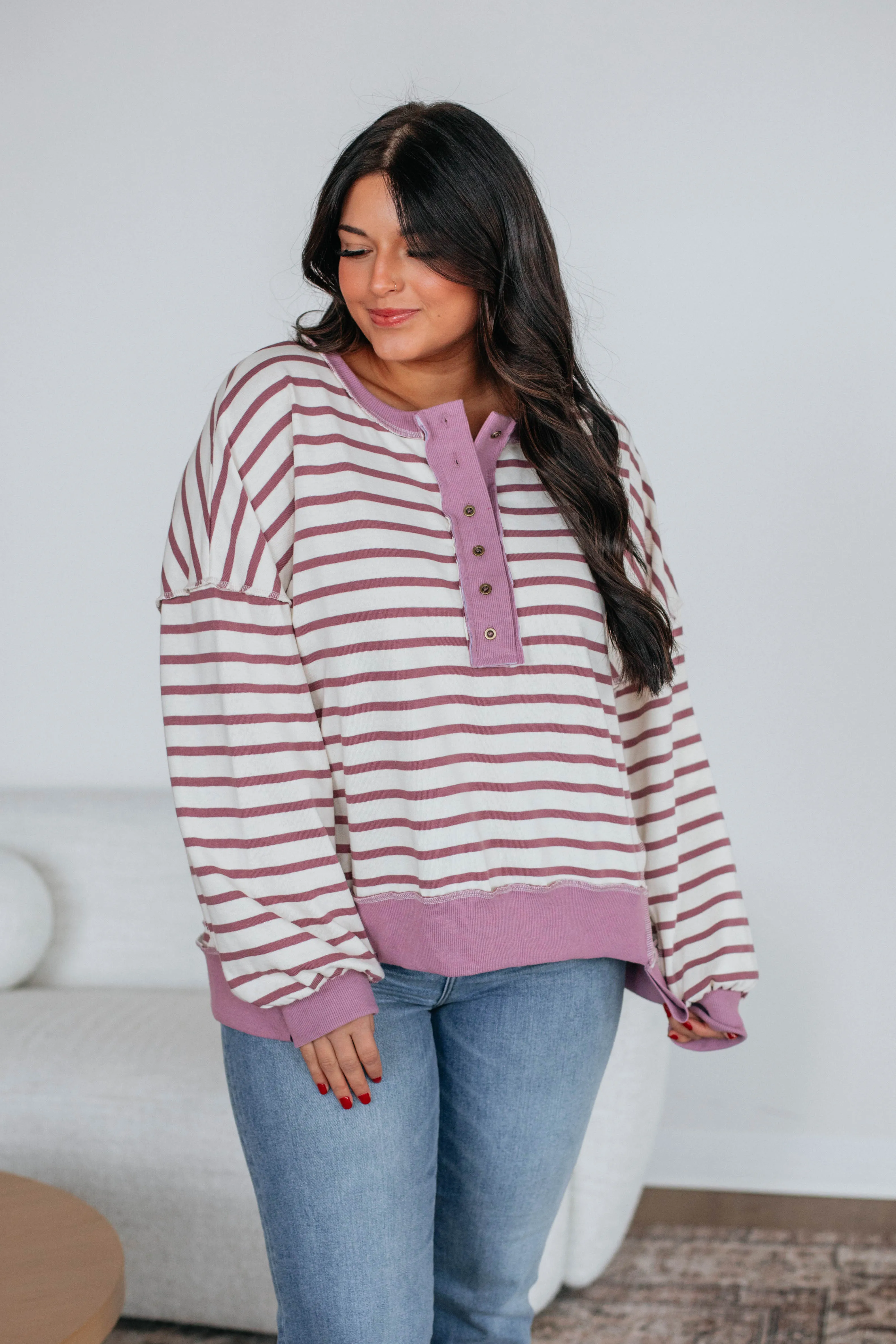 Maggey Striped Pullover - Dusty Orchid sold by Wild Oak Boutique product image thumbnail 3