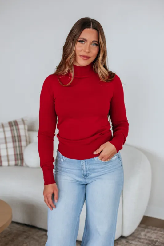 Afton Mock Neck Top - Cherry sold by Wild Oak Boutique