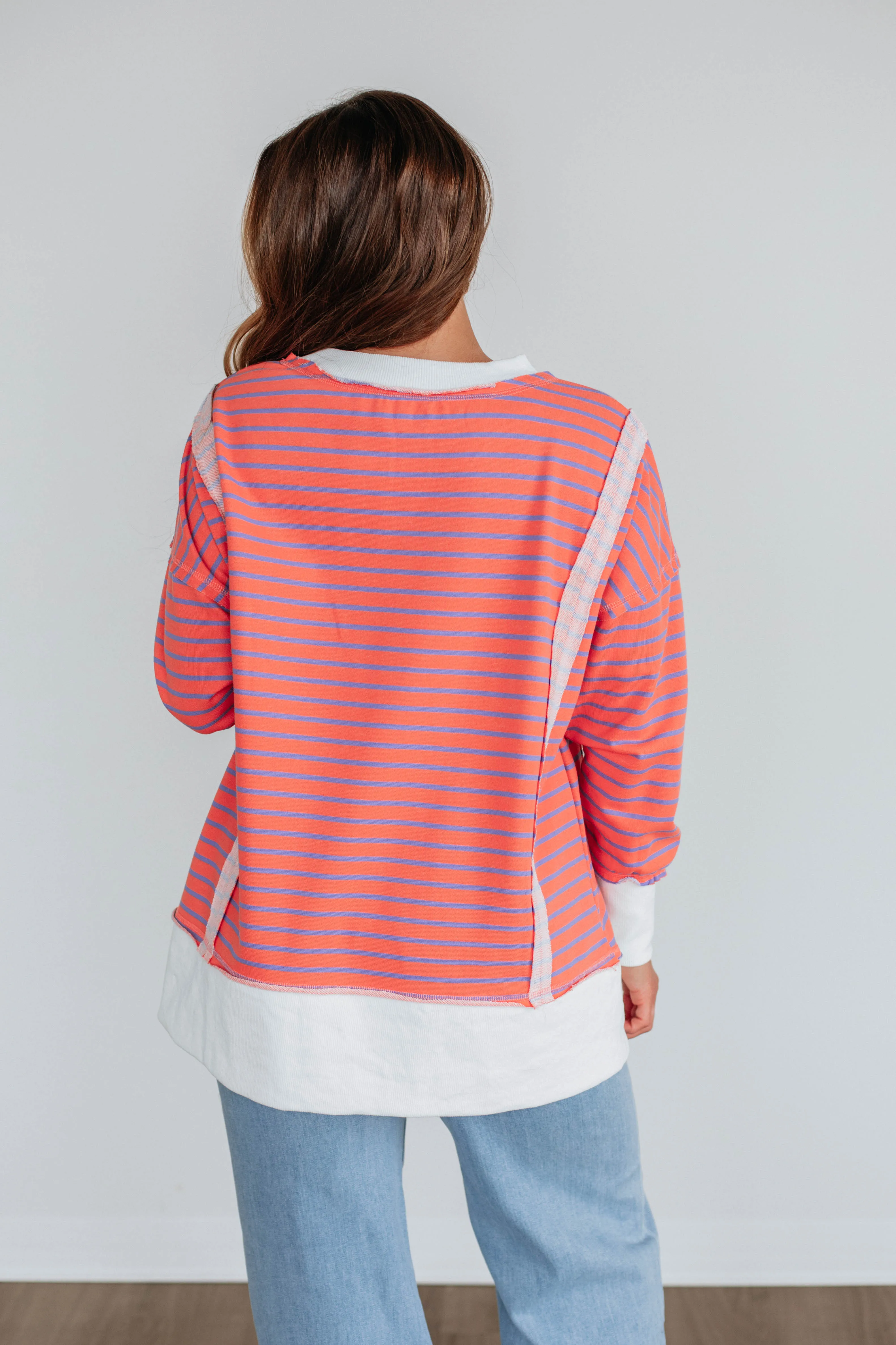 Luna Striped Top - Coral Mix sold by Wild Oak Boutique product image thumbnail 5