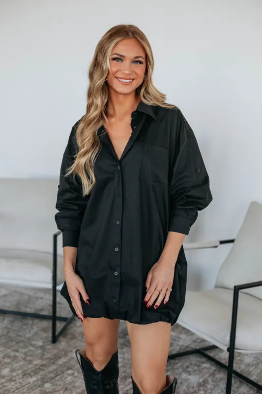 Joette Shirt Dress - Black sold by Wild Oak Boutique