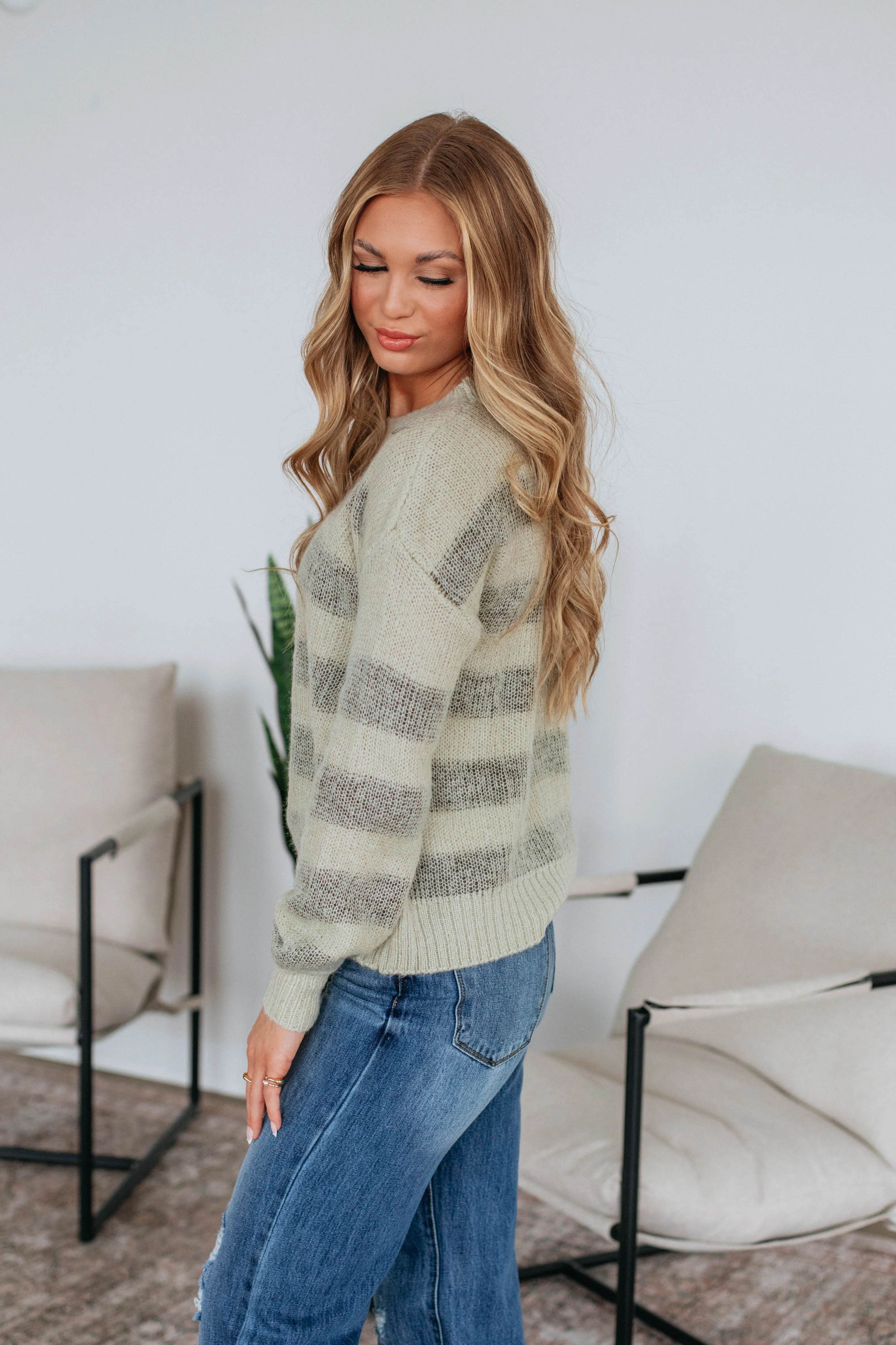 Cecily Striped Sweater - Sage sold by Wild Oak Boutique product image thumbnail 2