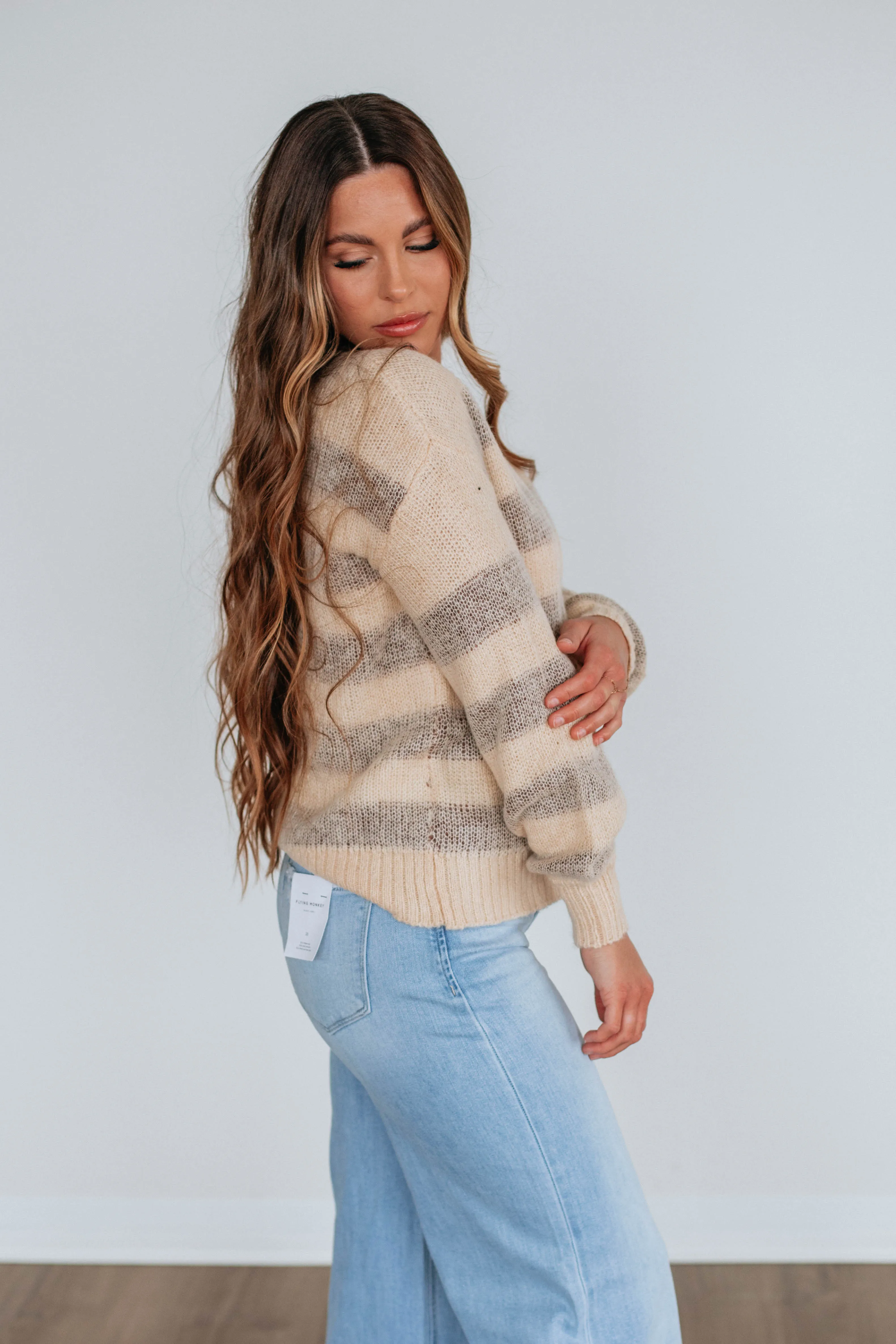 Cecily Striped Sweater - Natural sold by Wild Oak Boutique product image thumbnail 4