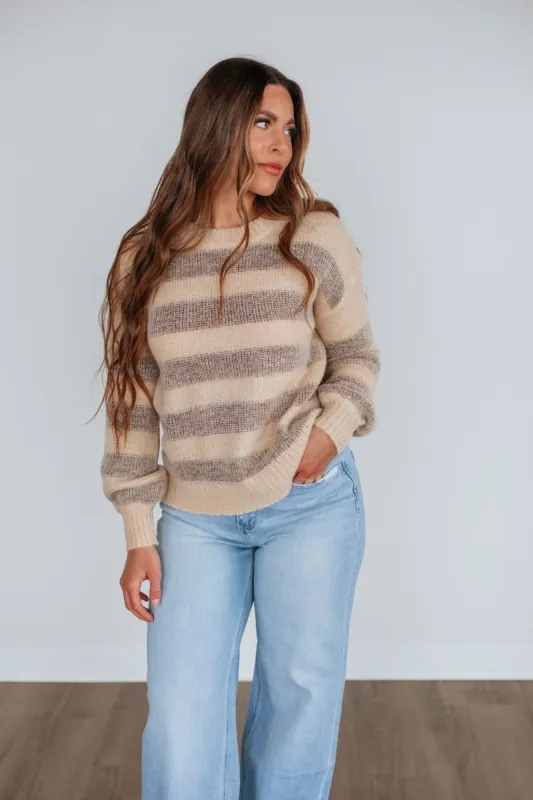 Cecily Striped Sweater - Natural sold by Wild Oak Boutique