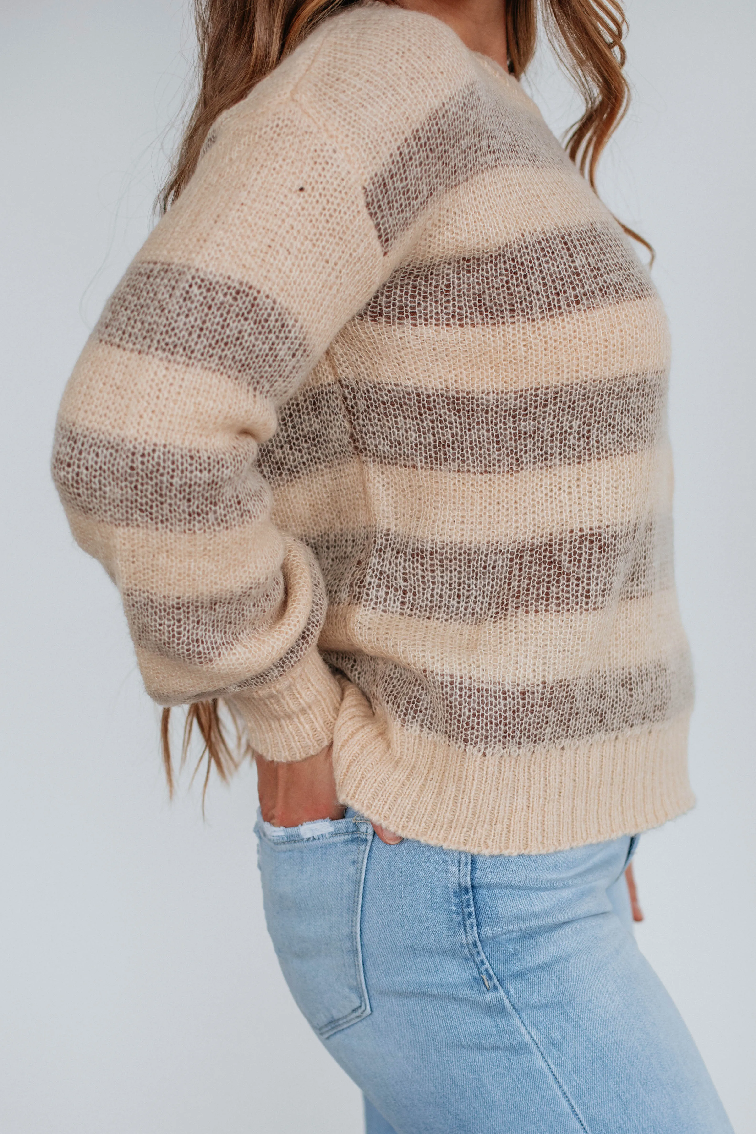 Cecily Striped Sweater - Natural sold by Wild Oak Boutique product image thumbnail 5