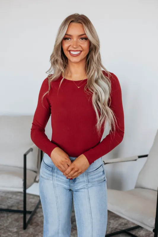 Isla Ribbed Bodysuit - Wine sold by Wild Oak Boutique