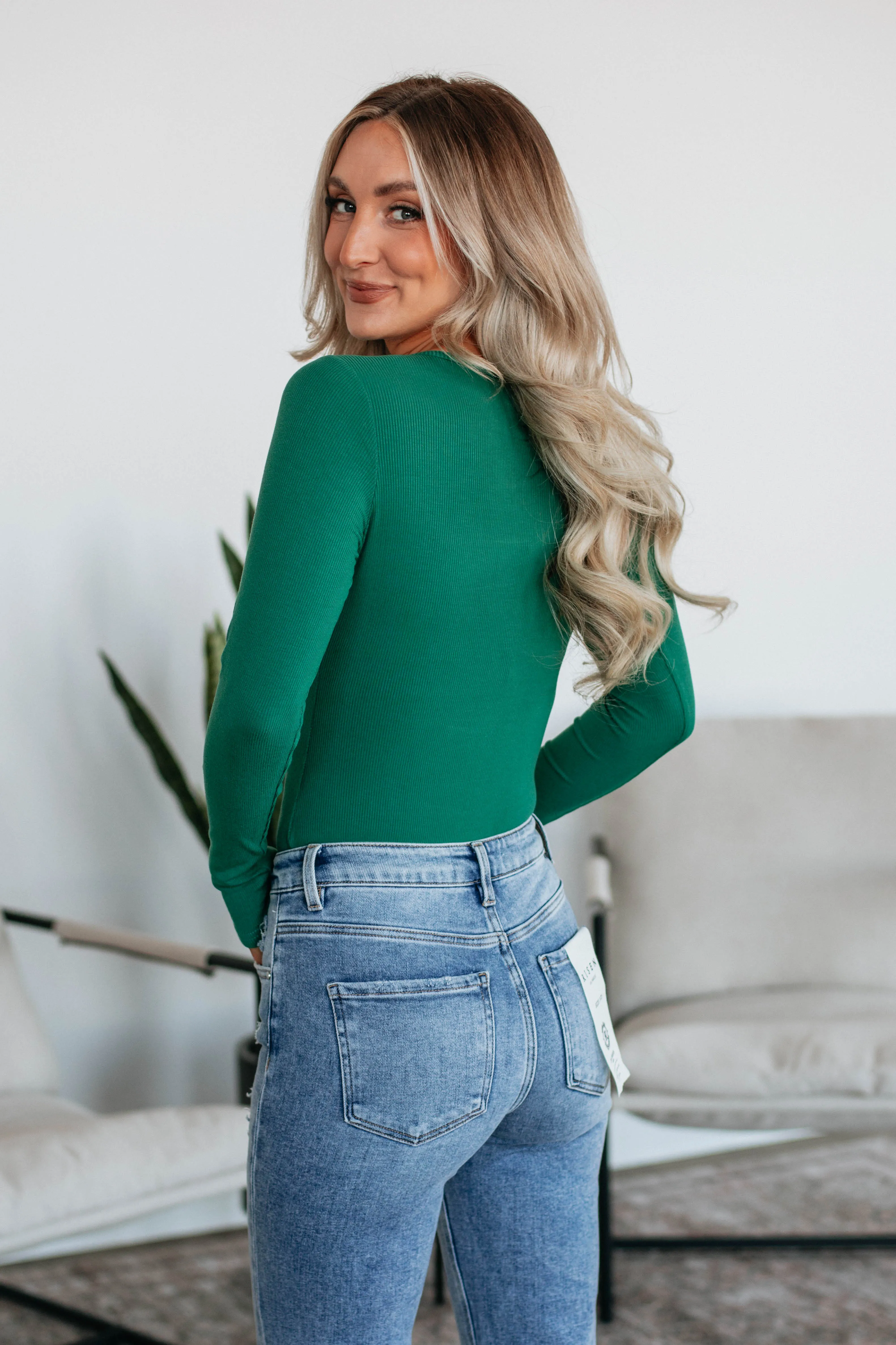 Isla Ribbed Bodysuit - Pine sold by Wild Oak Boutique product image thumbnail 5