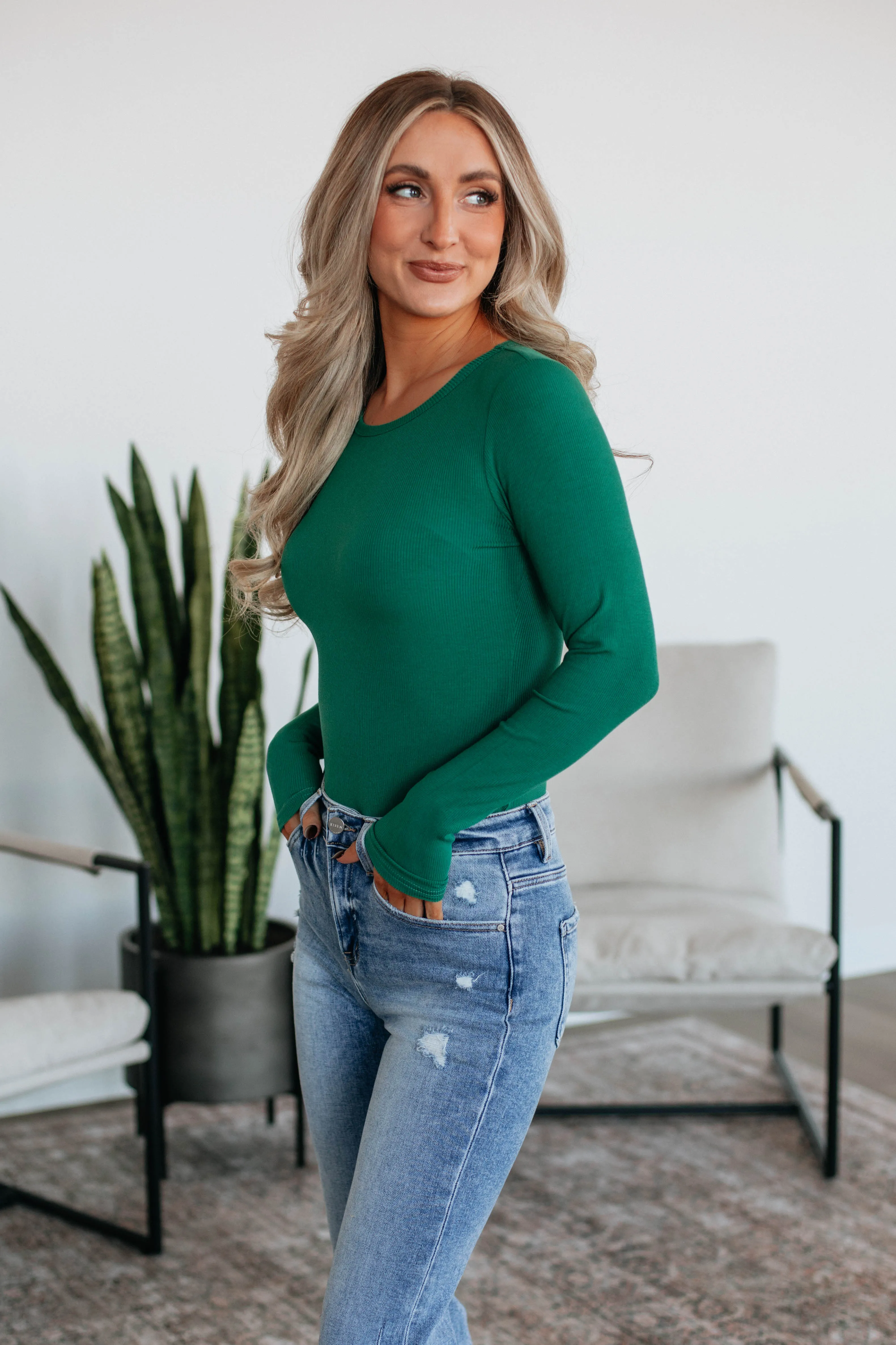 Isla Ribbed Bodysuit - Pine sold by Wild Oak Boutique product image thumbnail 3