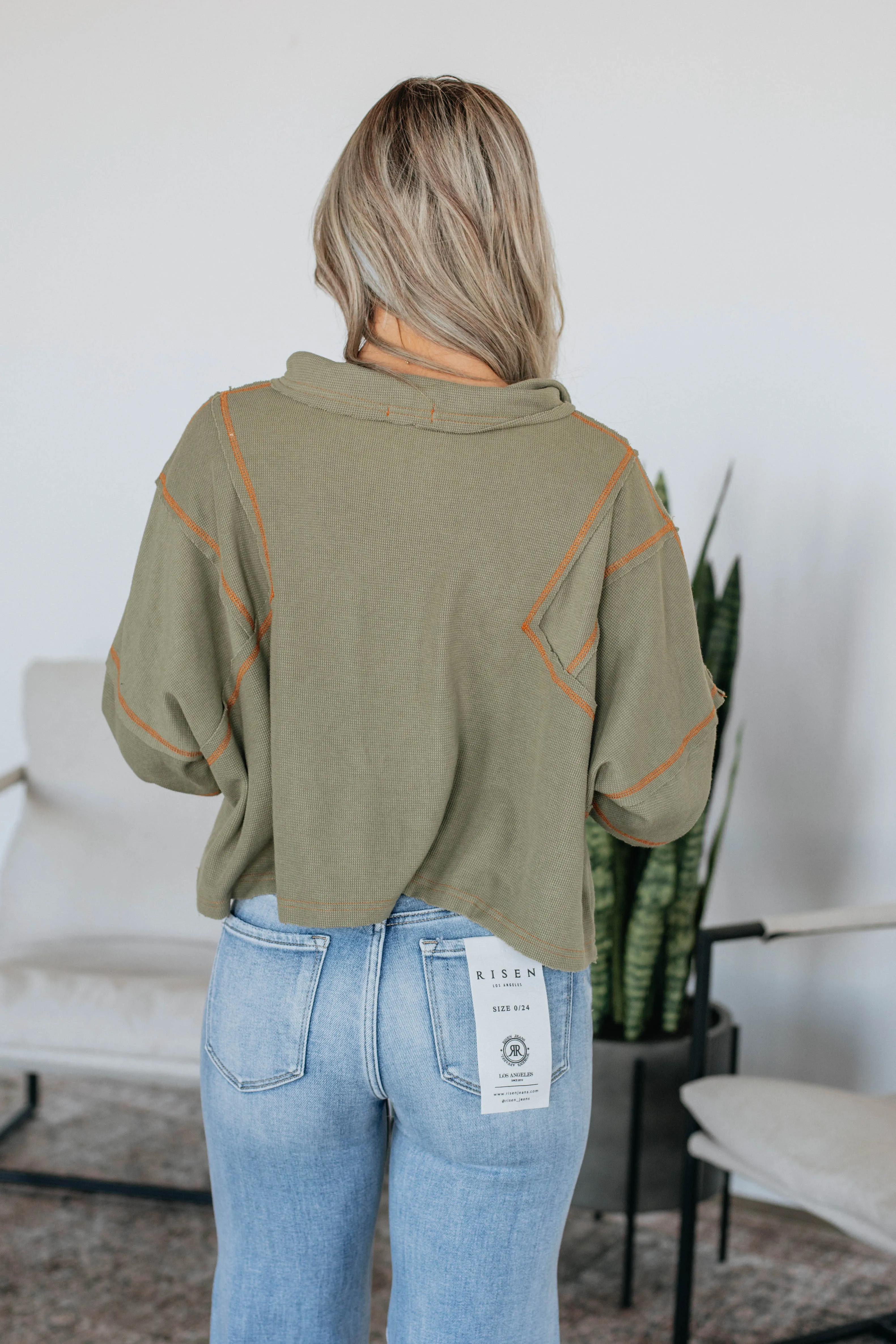 Rowan Half Zip Pullover - Olive sold by Wild Oak Boutique product image thumbnail 5
