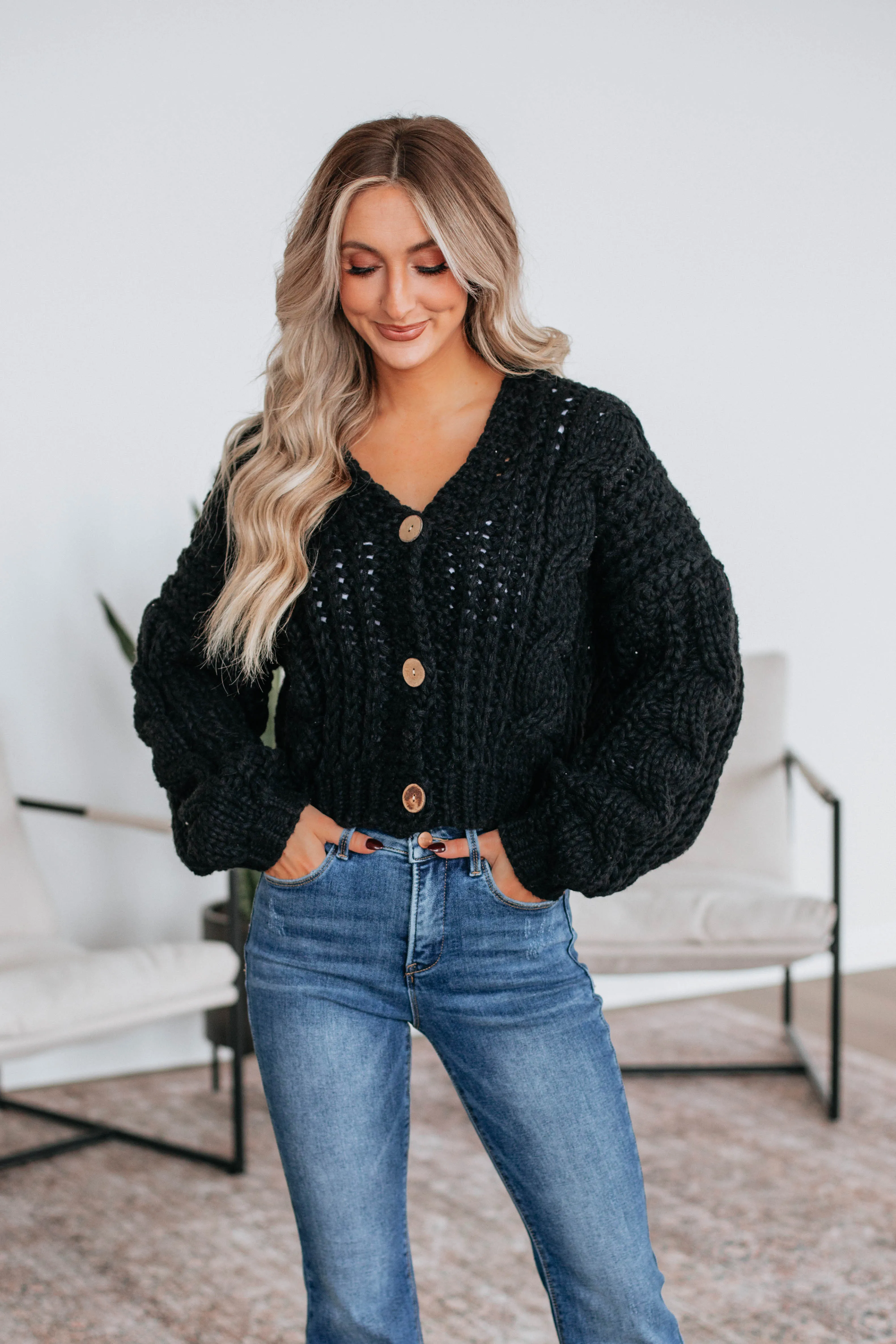 Annalise Knit Cardigan - Black sold by Wild Oak Boutique product image thumbnail 4