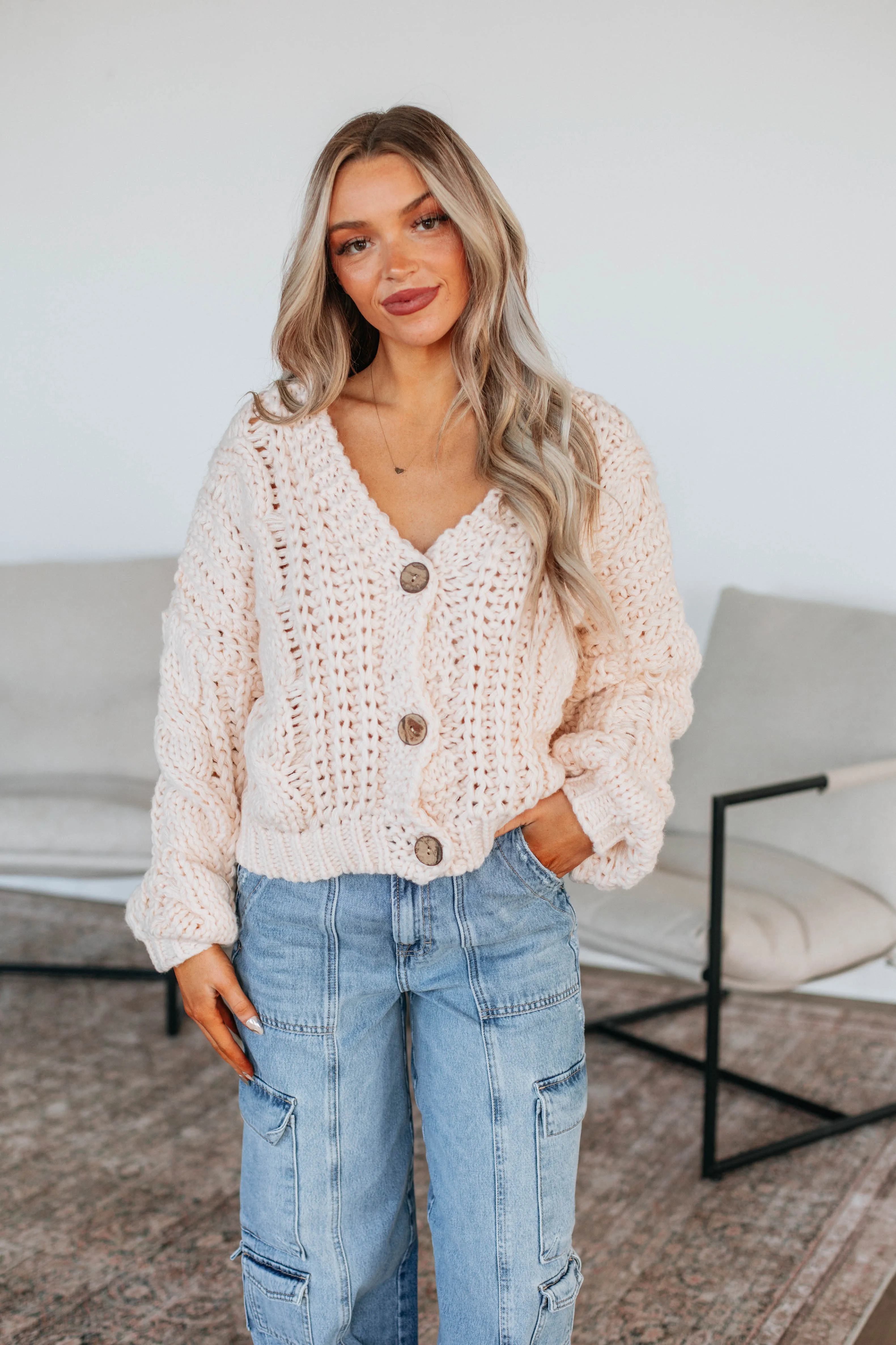 Annalise Knit Cardigan - Natural sold by Wild Oak Boutique product image thumbnail 3