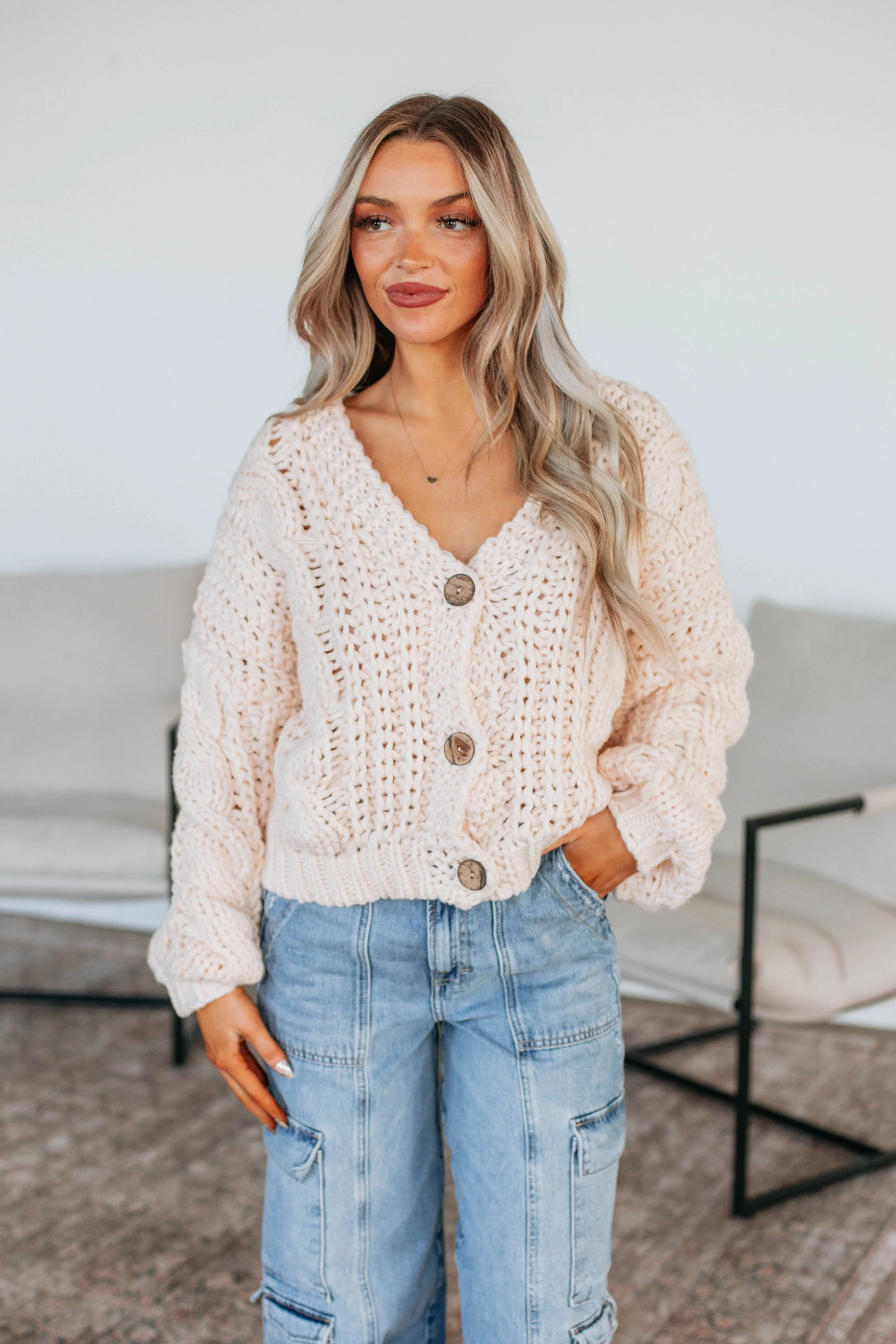 Annalise Knit Cardigan - Natural sold by Wild Oak Boutique product image thumbnail 2