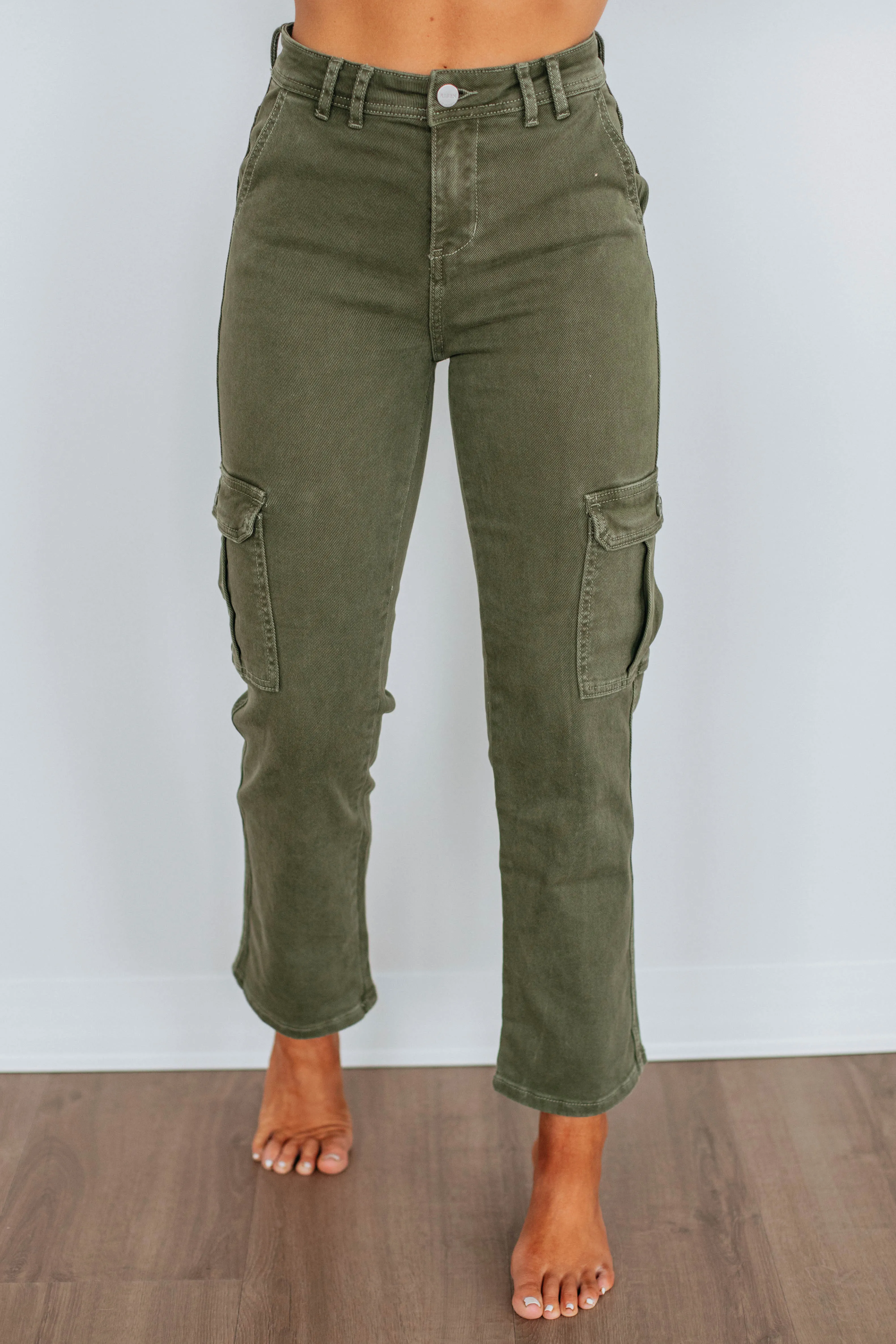 Hadley Risen Cargo Jeans - Moss sold by Wild Oak Boutique