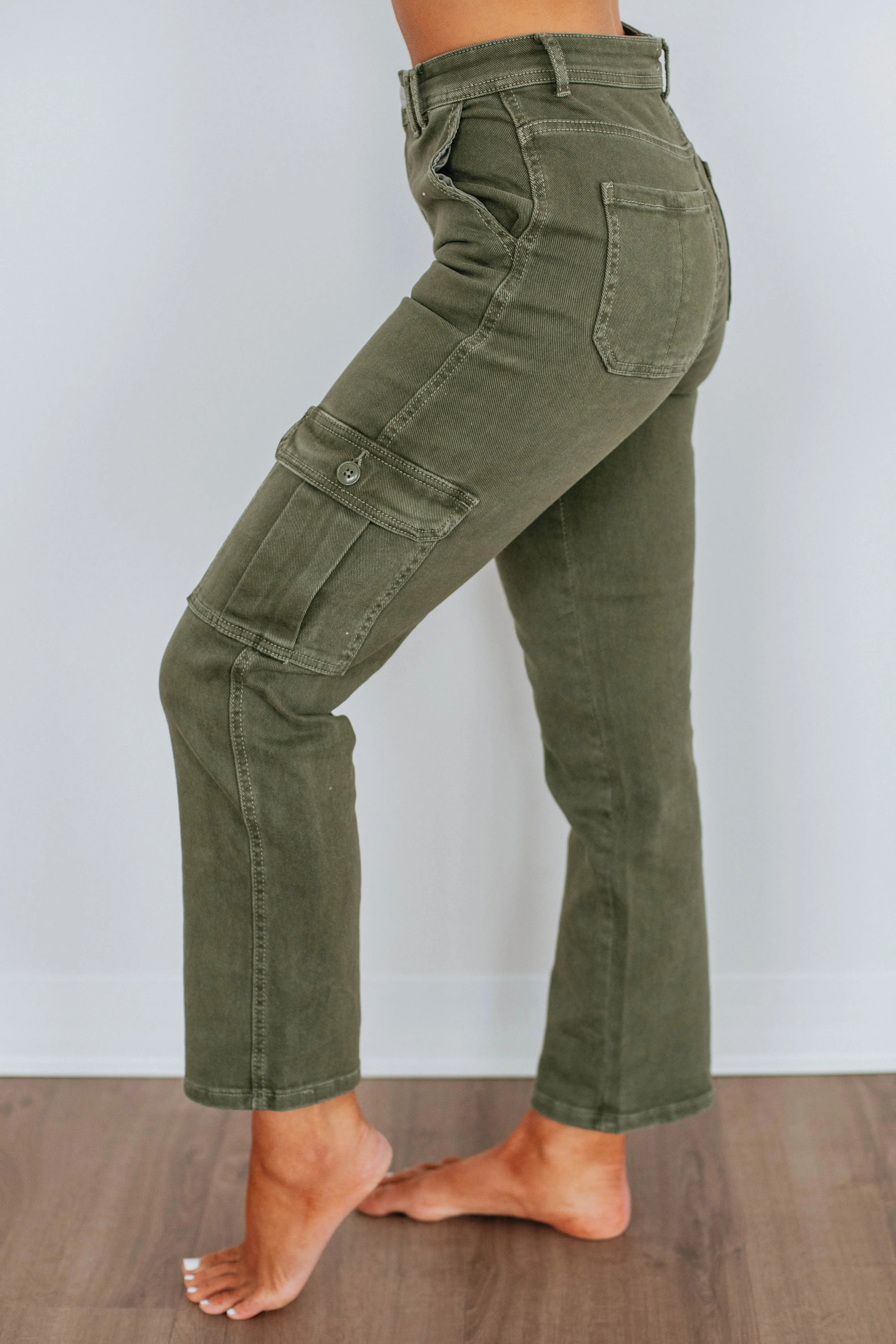 Hadley Risen Cargo Jeans - Moss sold by Wild Oak Boutique product image thumbnail 2
