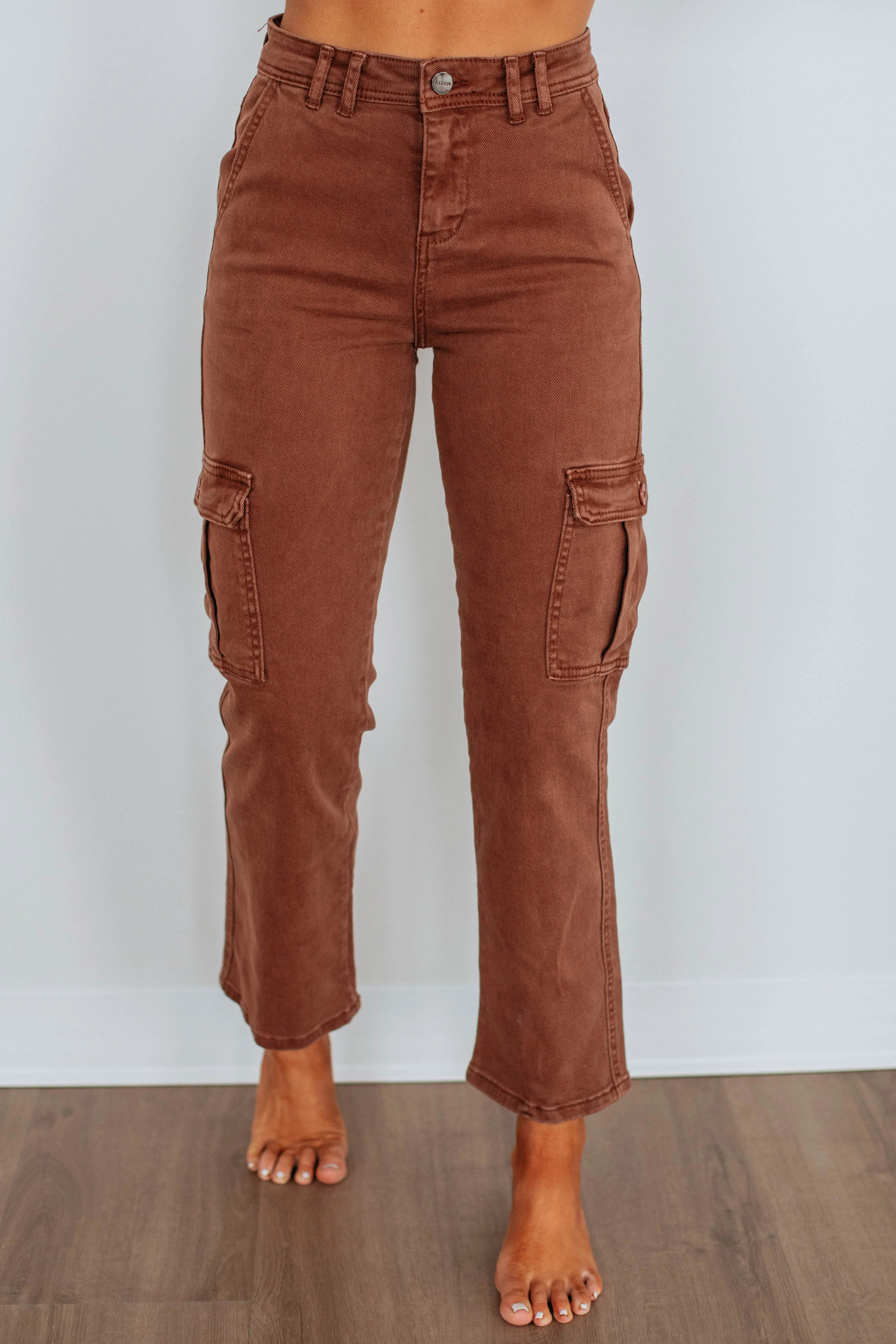 Hadley Risen Cargo Jeans - Espresso sold by Wild Oak Boutique