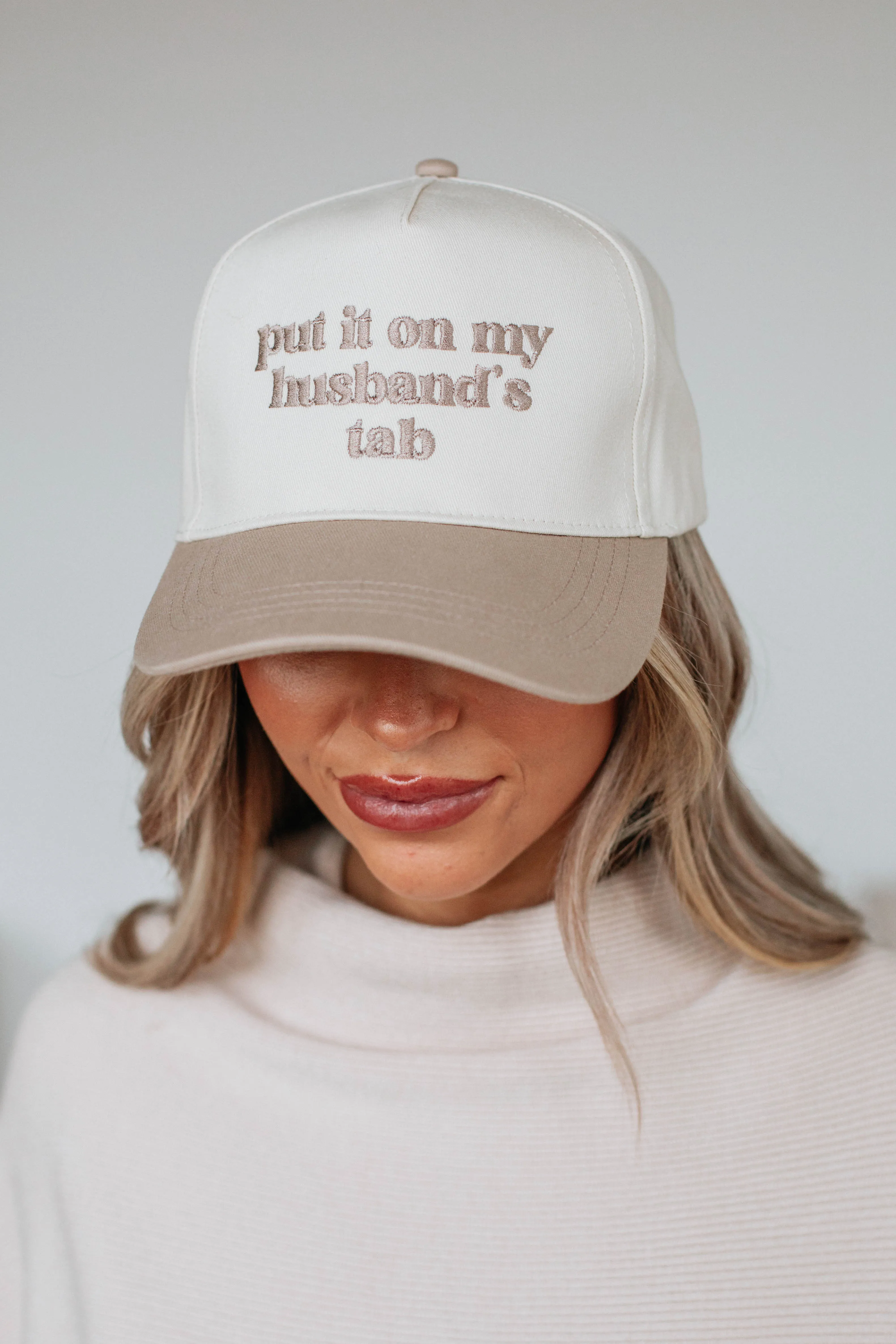 Put It On My Husband's Tab Hat - Beige sold by Wild Oak Boutique