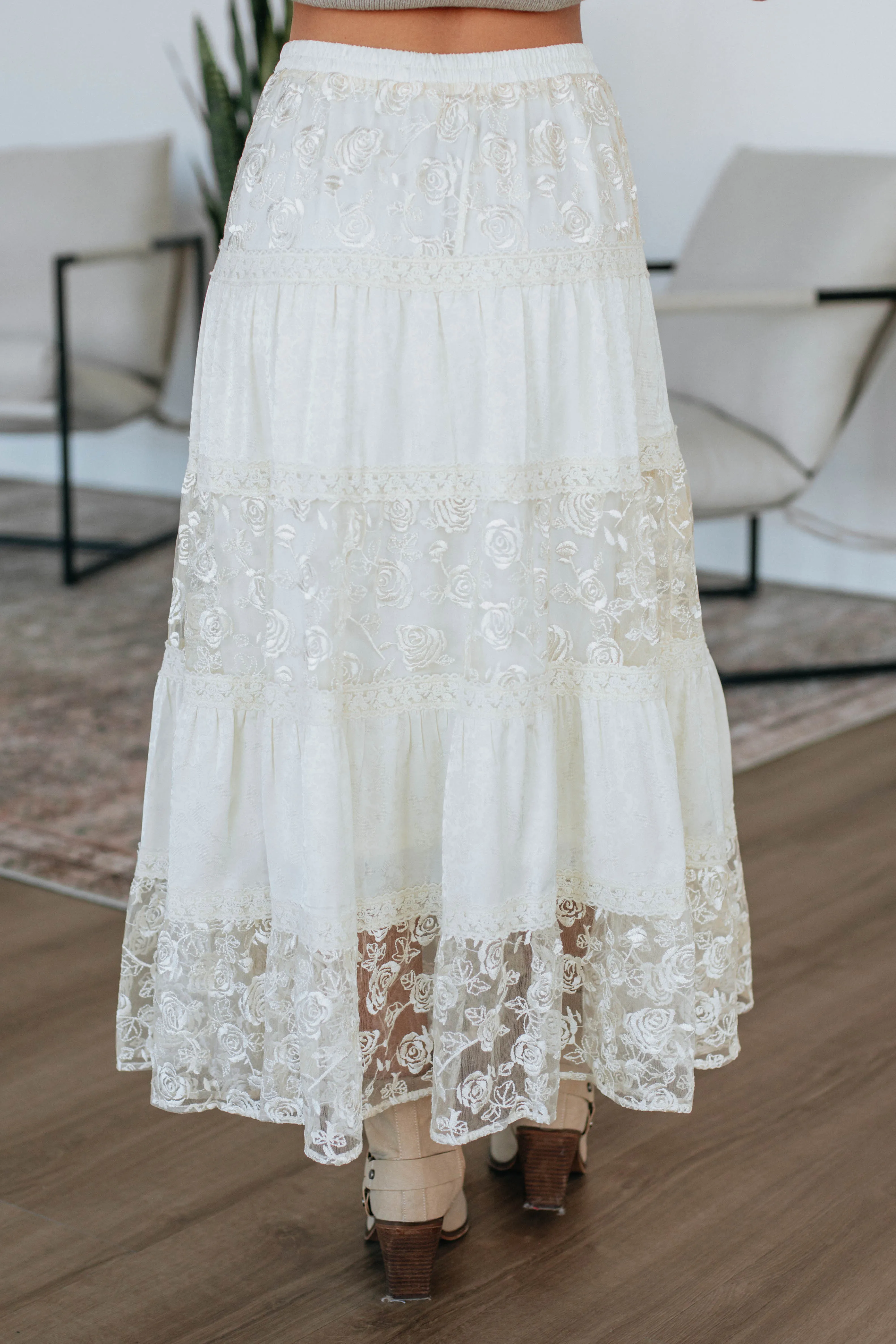 Serene Lace Maxi Skirt - Cream sold by Wild Oak Boutique product image thumbnail 5