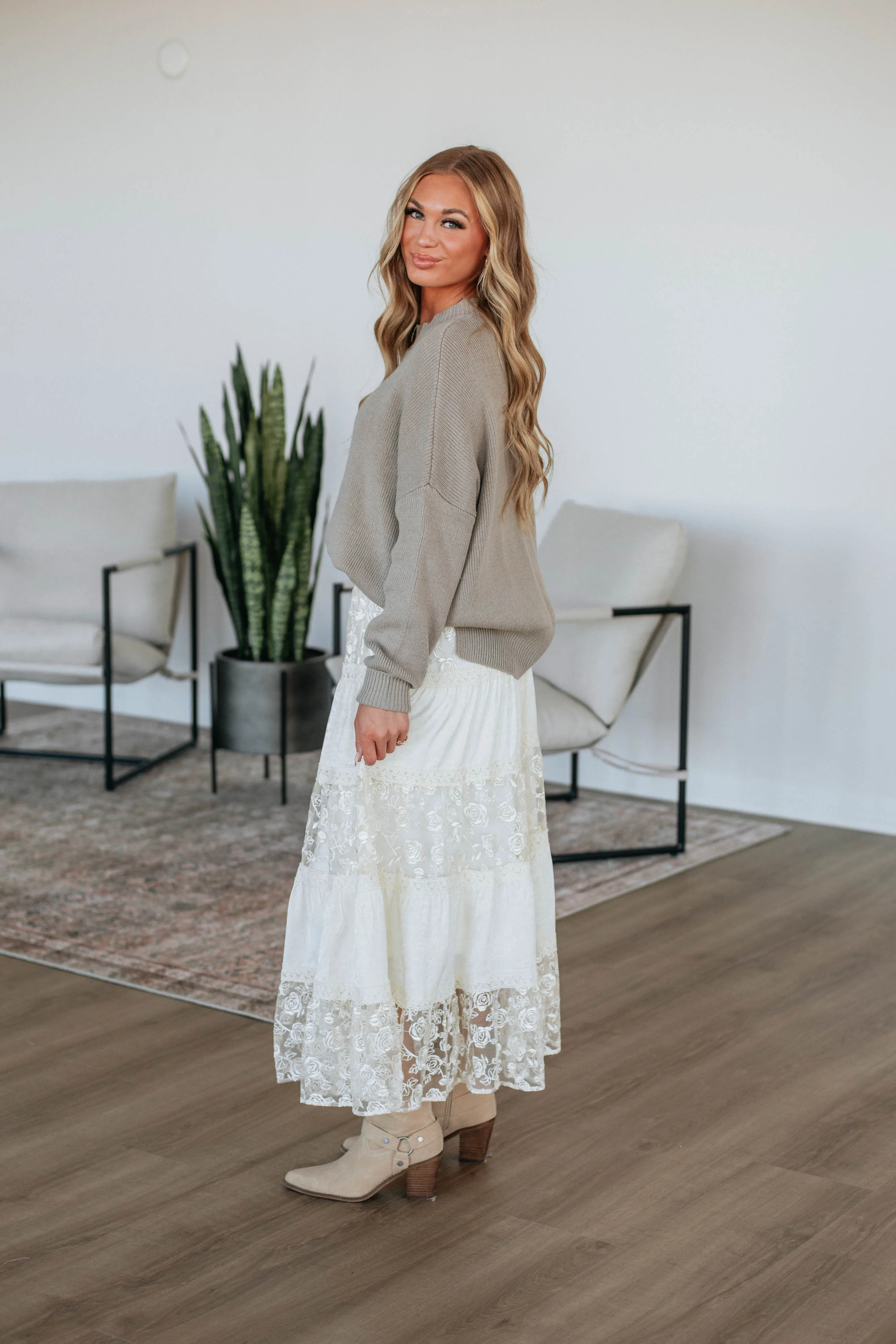Serene Lace Maxi Skirt - Cream sold by Wild Oak Boutique product image thumbnail 4