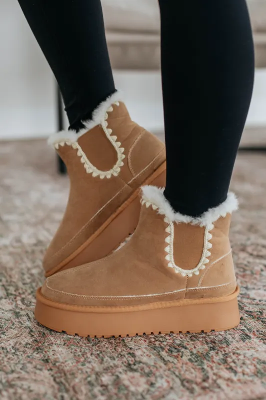 Slowing It Down Platform Boots - Camel sold by Wild Oak Boutique