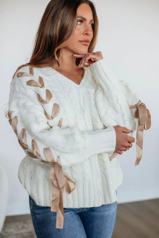 Brayley Cable Knit Cardigan - Ivory sold by Wild Oak Boutique