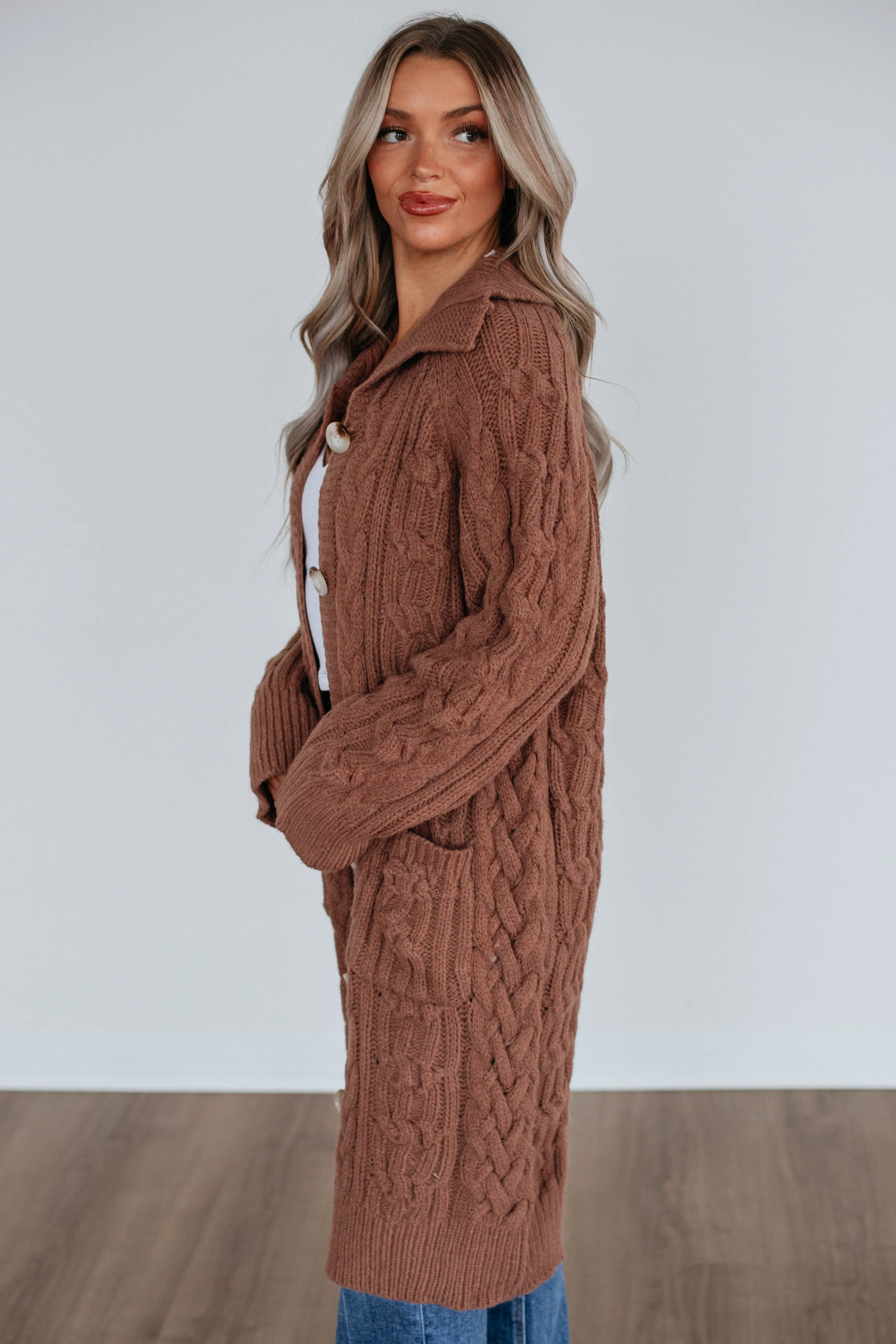Danna Cable Knit Cardigan - Mocha sold by Wild Oak Boutique product image thumbnail 5