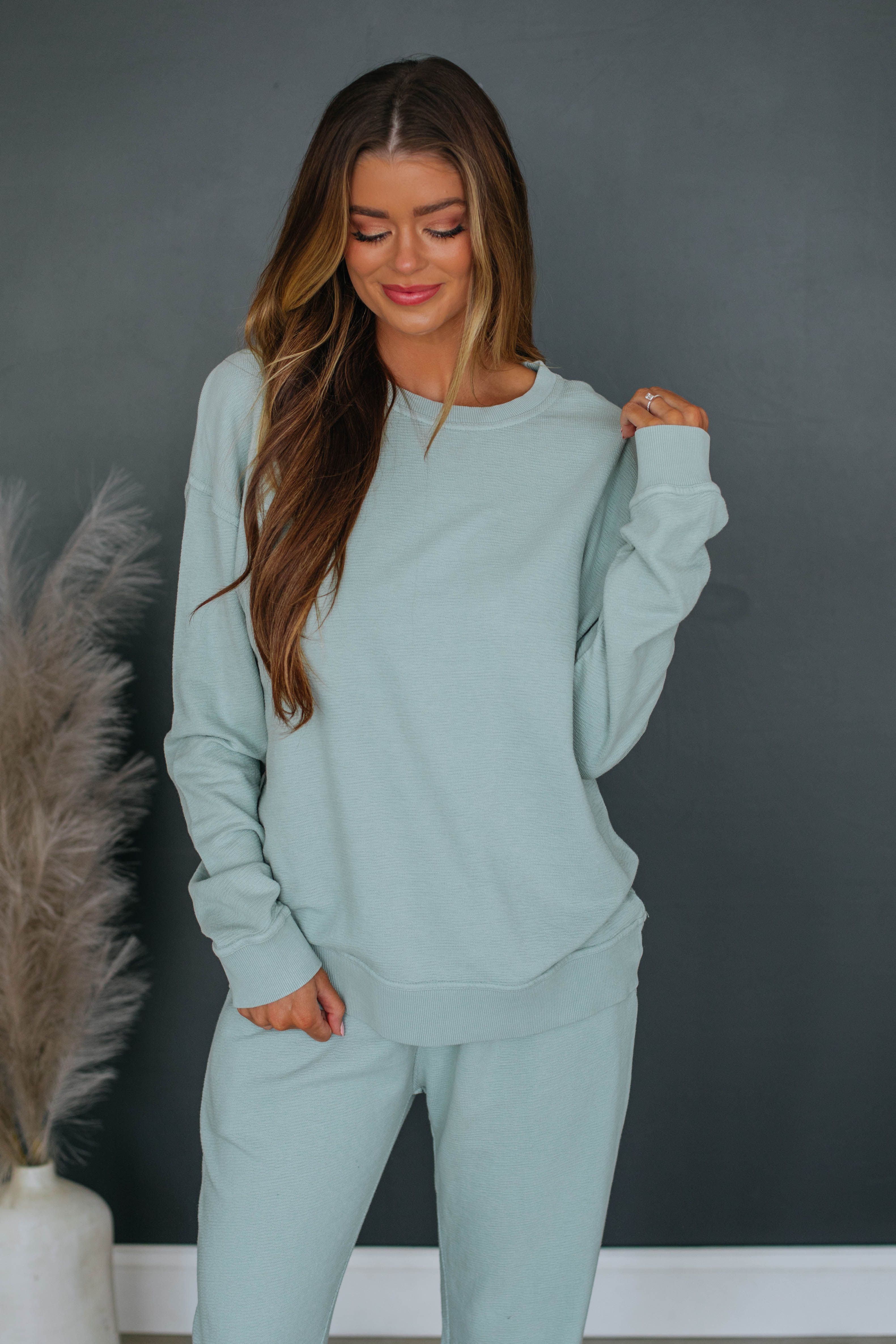 Trinity Crewneck - Sage sold by Wild Oak Boutique