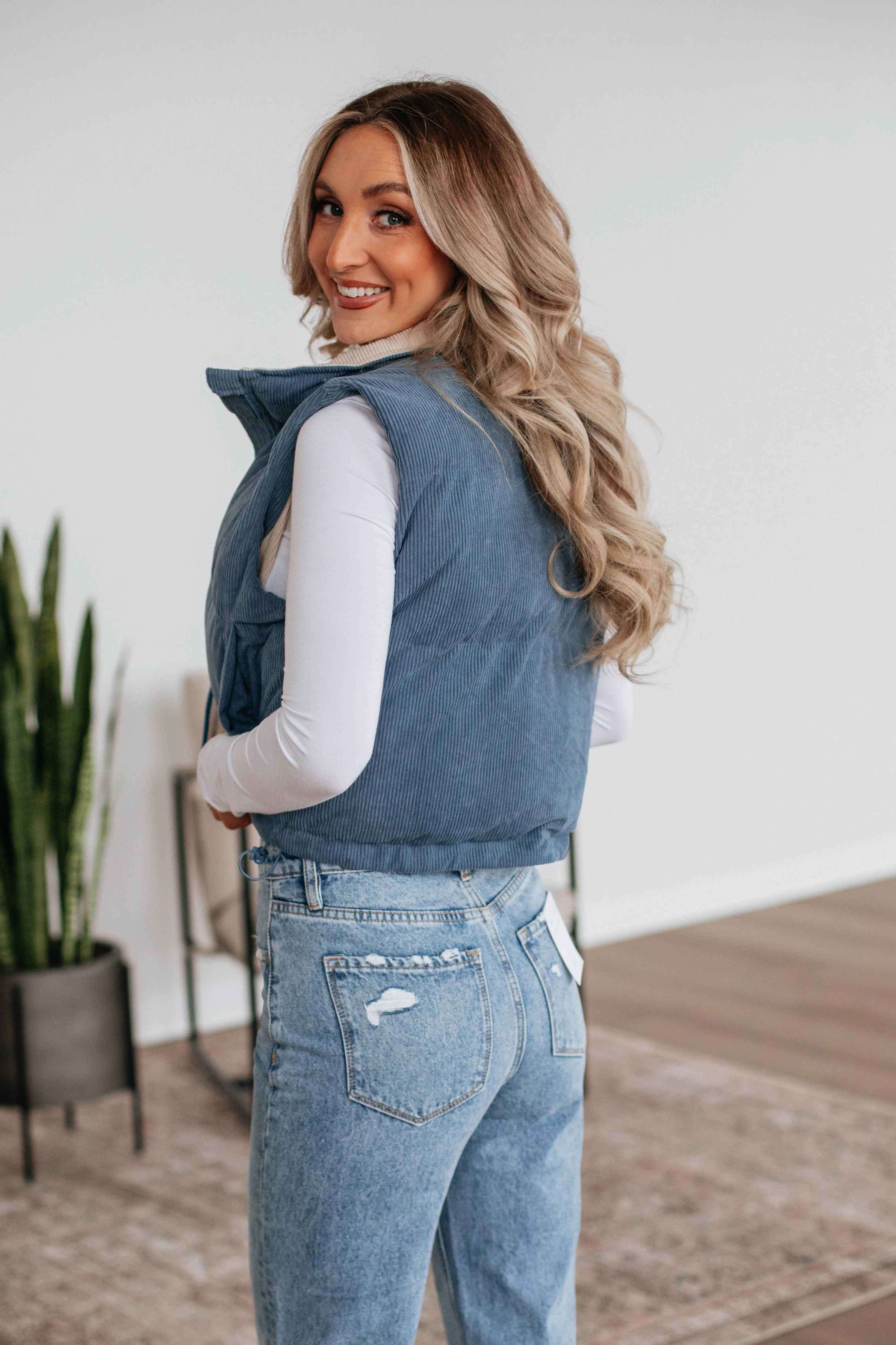 Jhett Corduroy Vest - Steel Blue sold by Wild Oak Boutique product image thumbnail 5