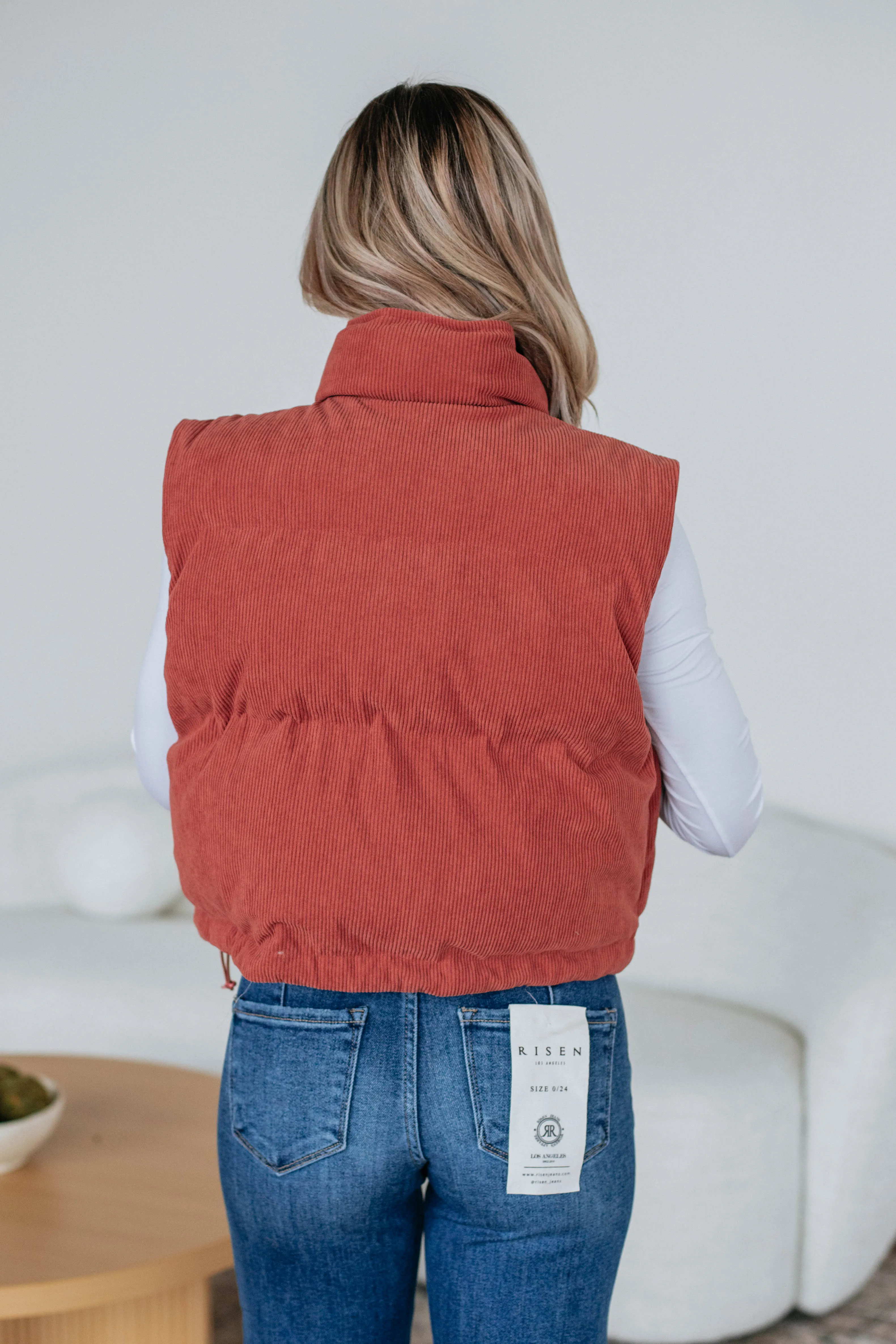 Jhett Corduroy Vest - Brick sold by Wild Oak Boutique product image thumbnail 4
