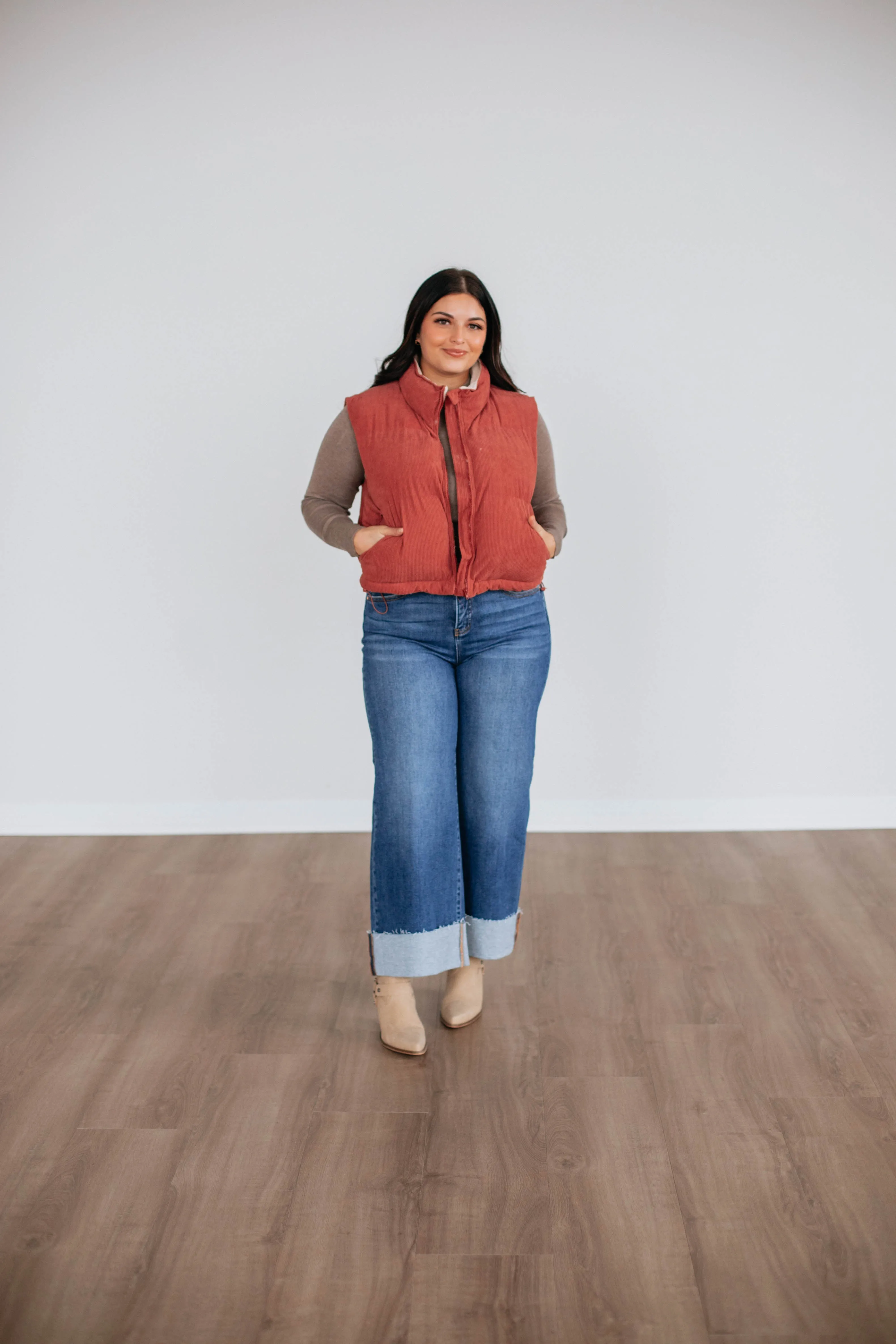 Jhett Corduroy Vest - Brick sold by Wild Oak Boutique product image thumbnail 5