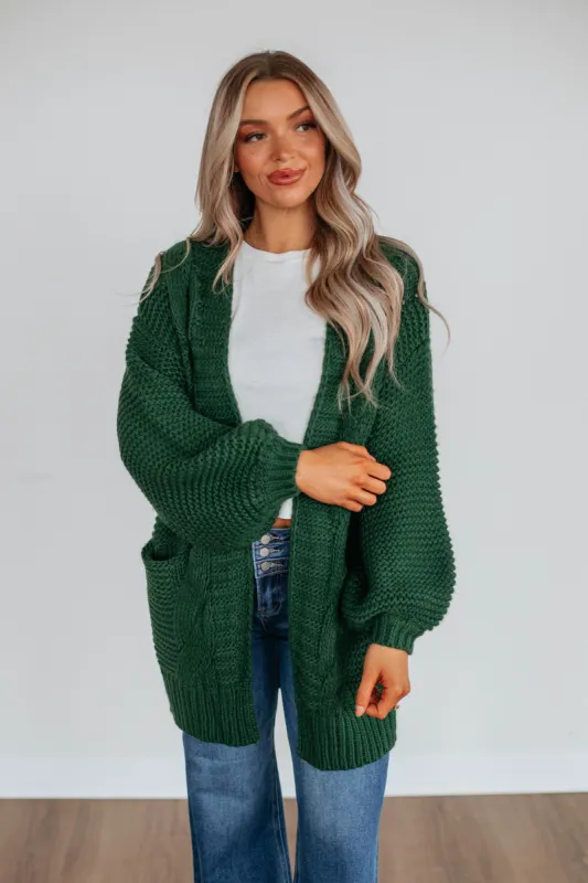 Montley Cable Knit Cardigan - Forest sold by Wild Oak Boutique
