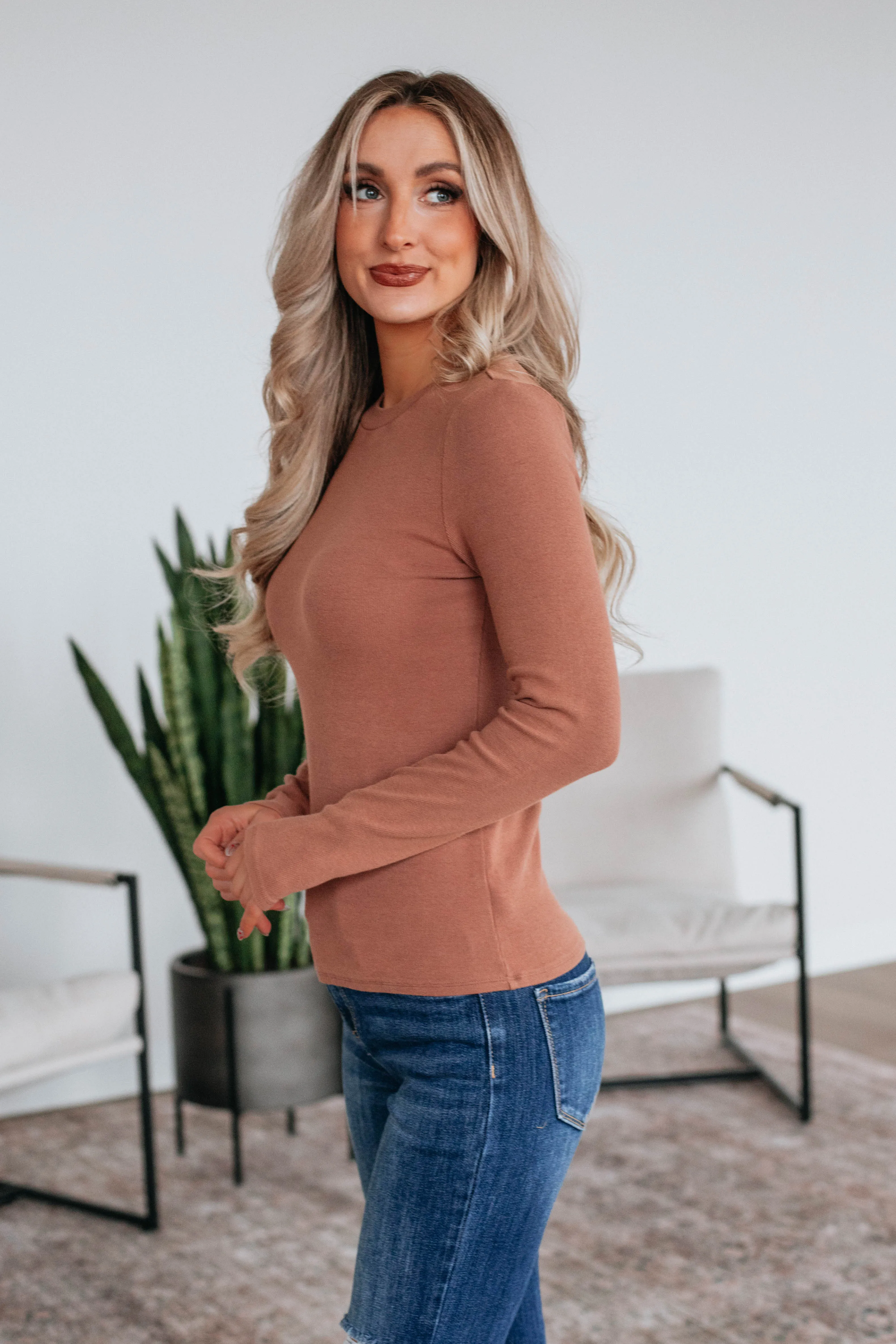 Marie Ribbed Top - Clay sold by Wild Oak Boutique product image thumbnail 4