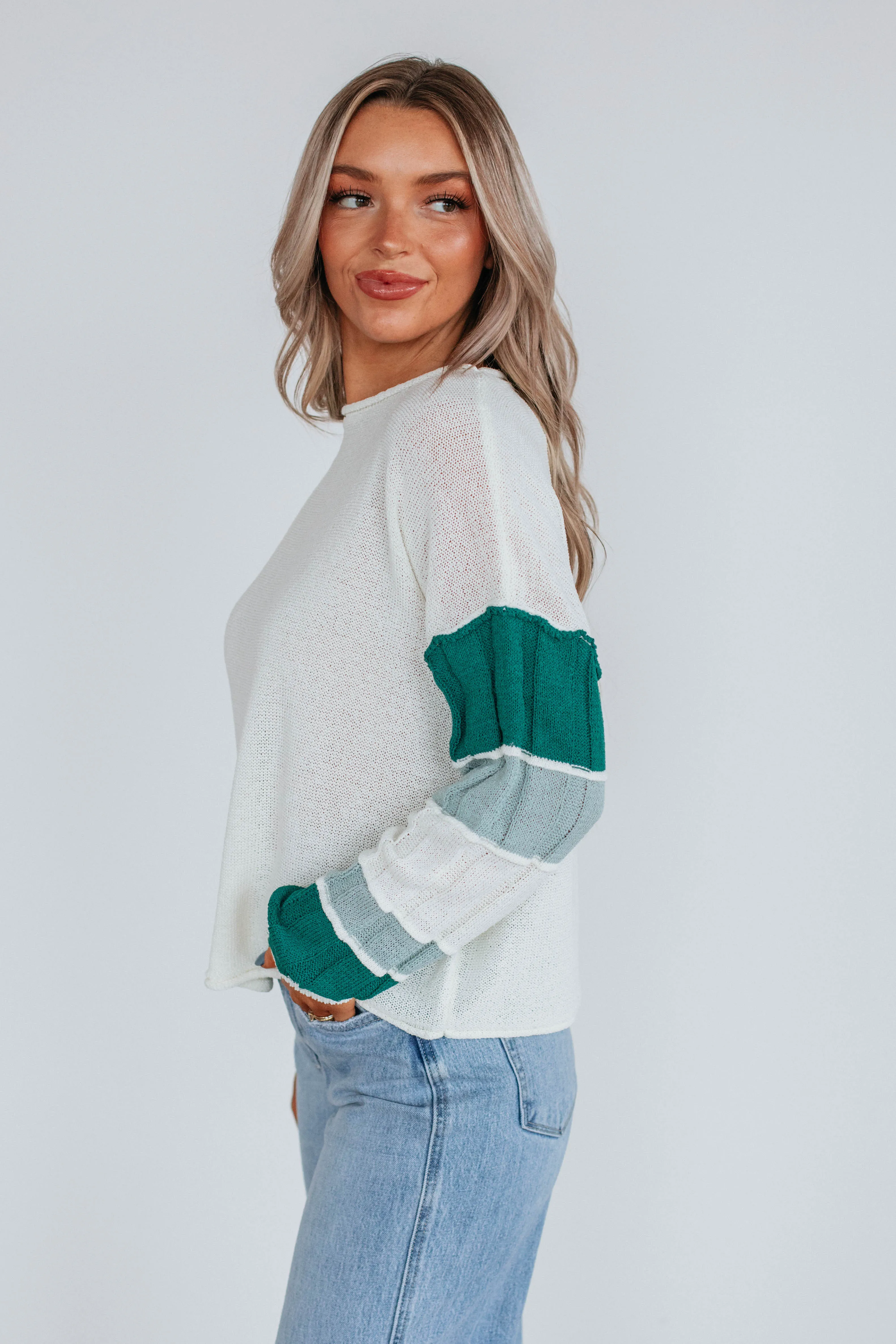 Monty Colorblock Sweater - Teal Mix sold by Wild Oak Boutique product image thumbnail 4
