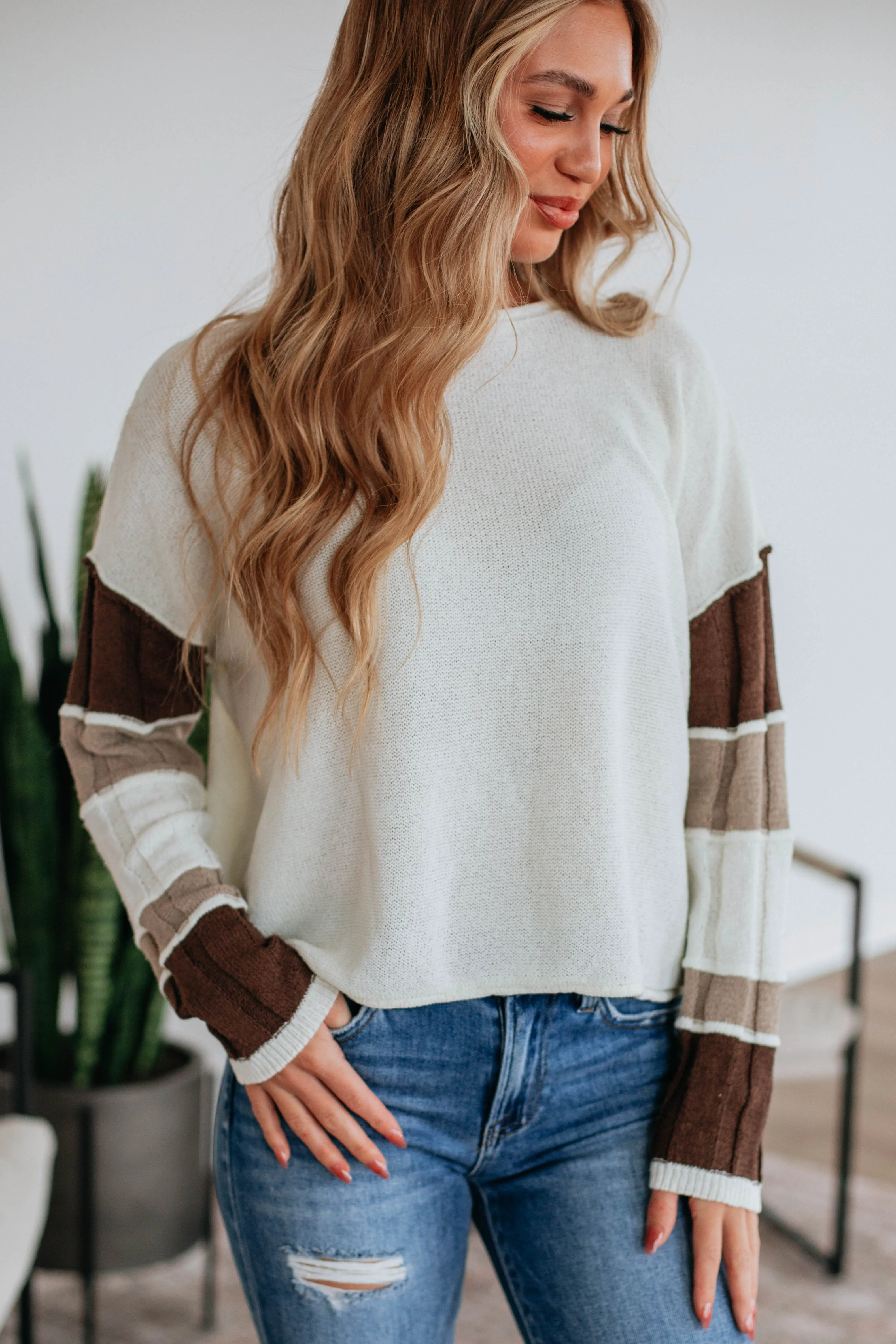 Monty Colorblock Sweater - Mocha Mix sold by Wild Oak Boutique product image thumbnail 2