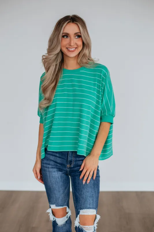 Zaria Striped Top - Seafoam sold by Wild Oak Boutique