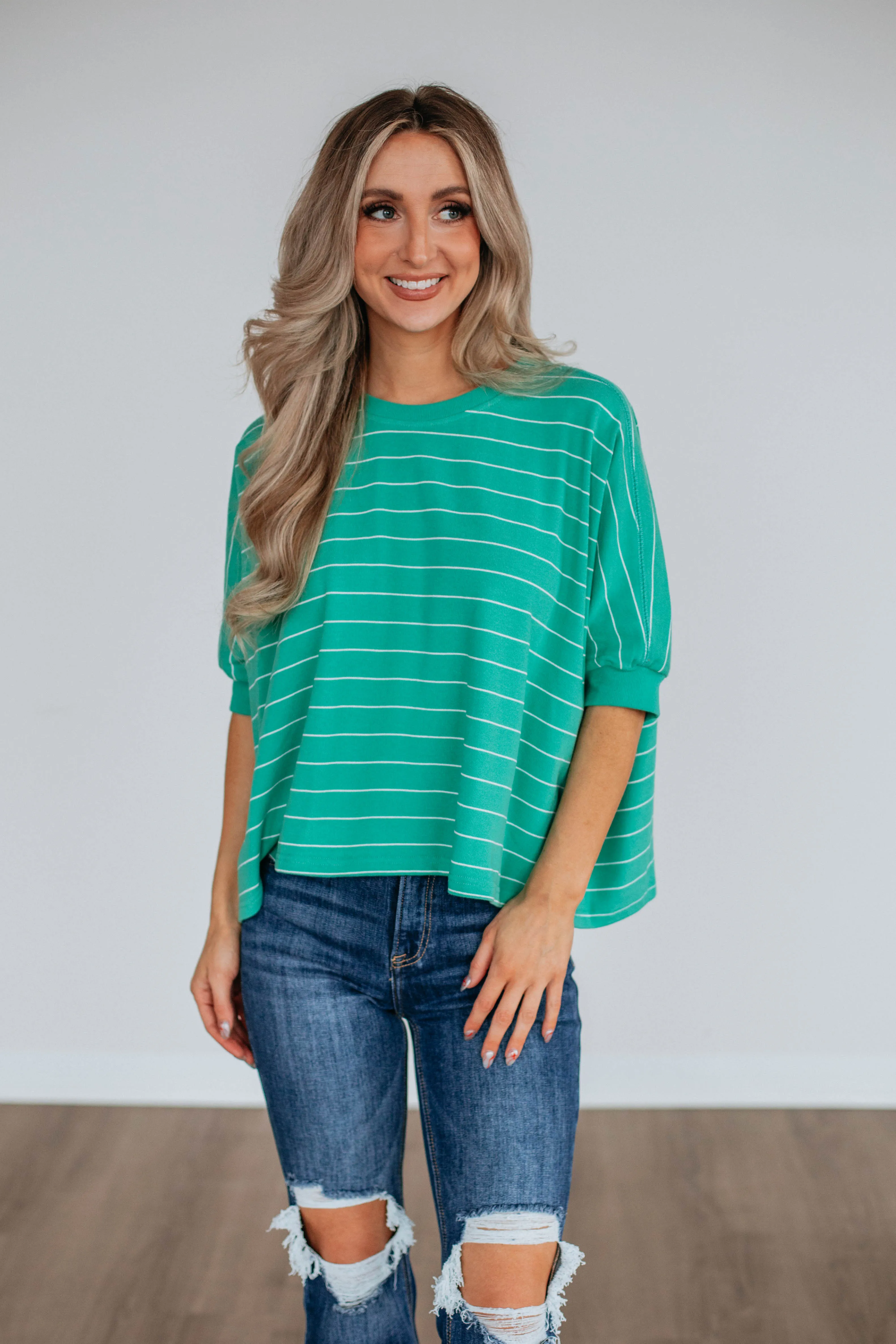 Zaria Striped Top - Seafoam sold by Wild Oak Boutique