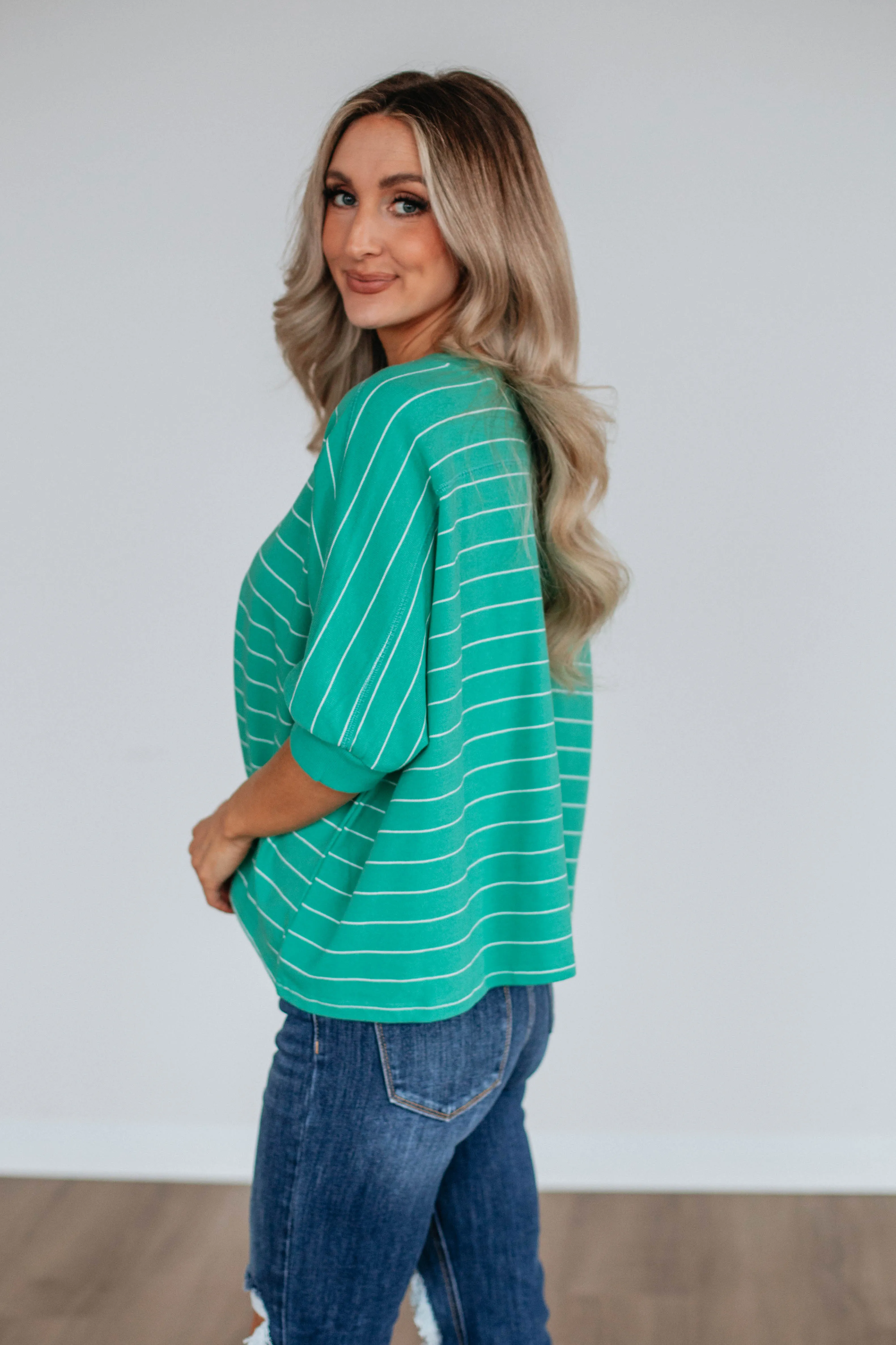 Zaria Striped Top - Seafoam sold by Wild Oak Boutique product image thumbnail 4