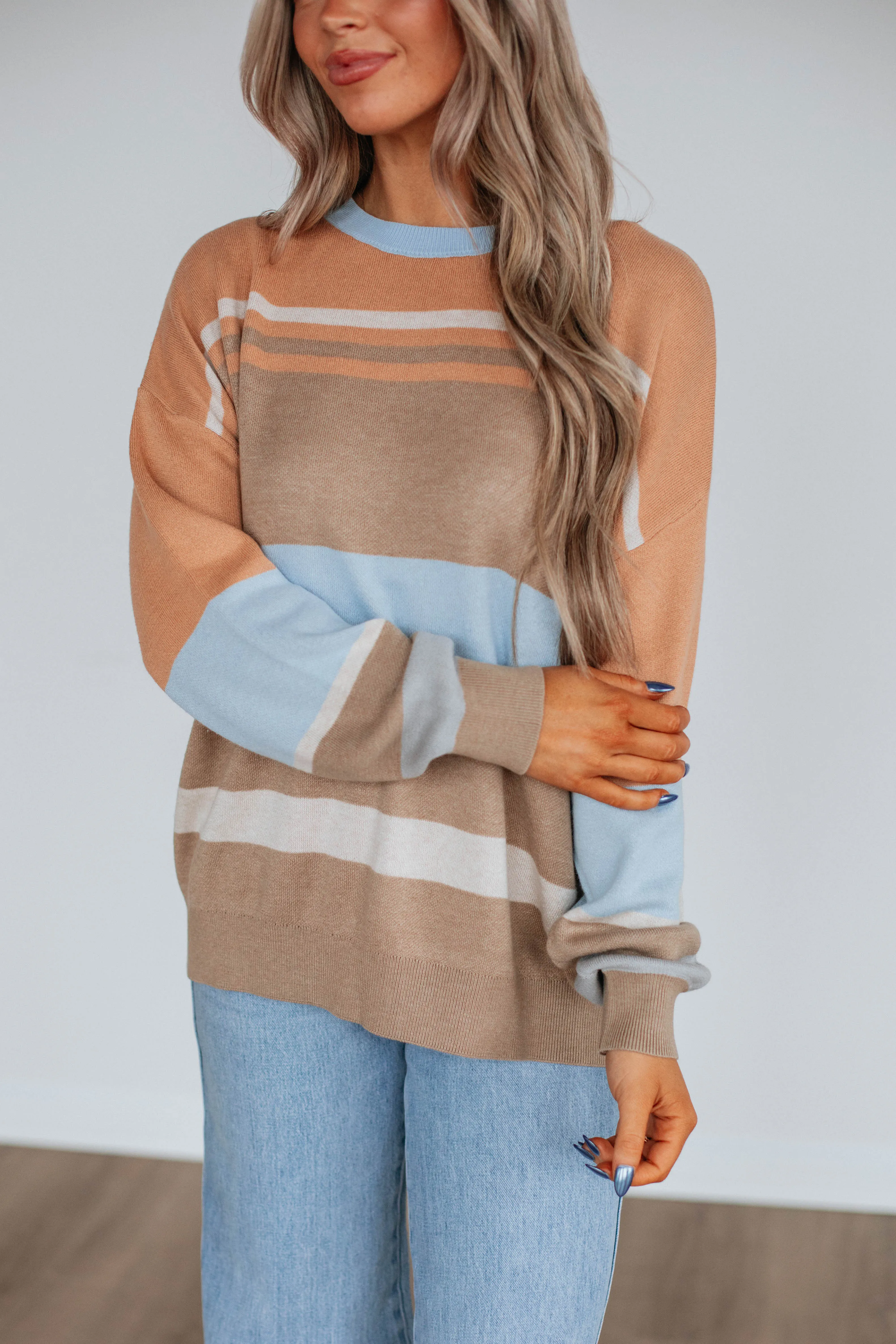 Nima Colorblock Sweater - Mocha Mix sold by Wild Oak Boutique