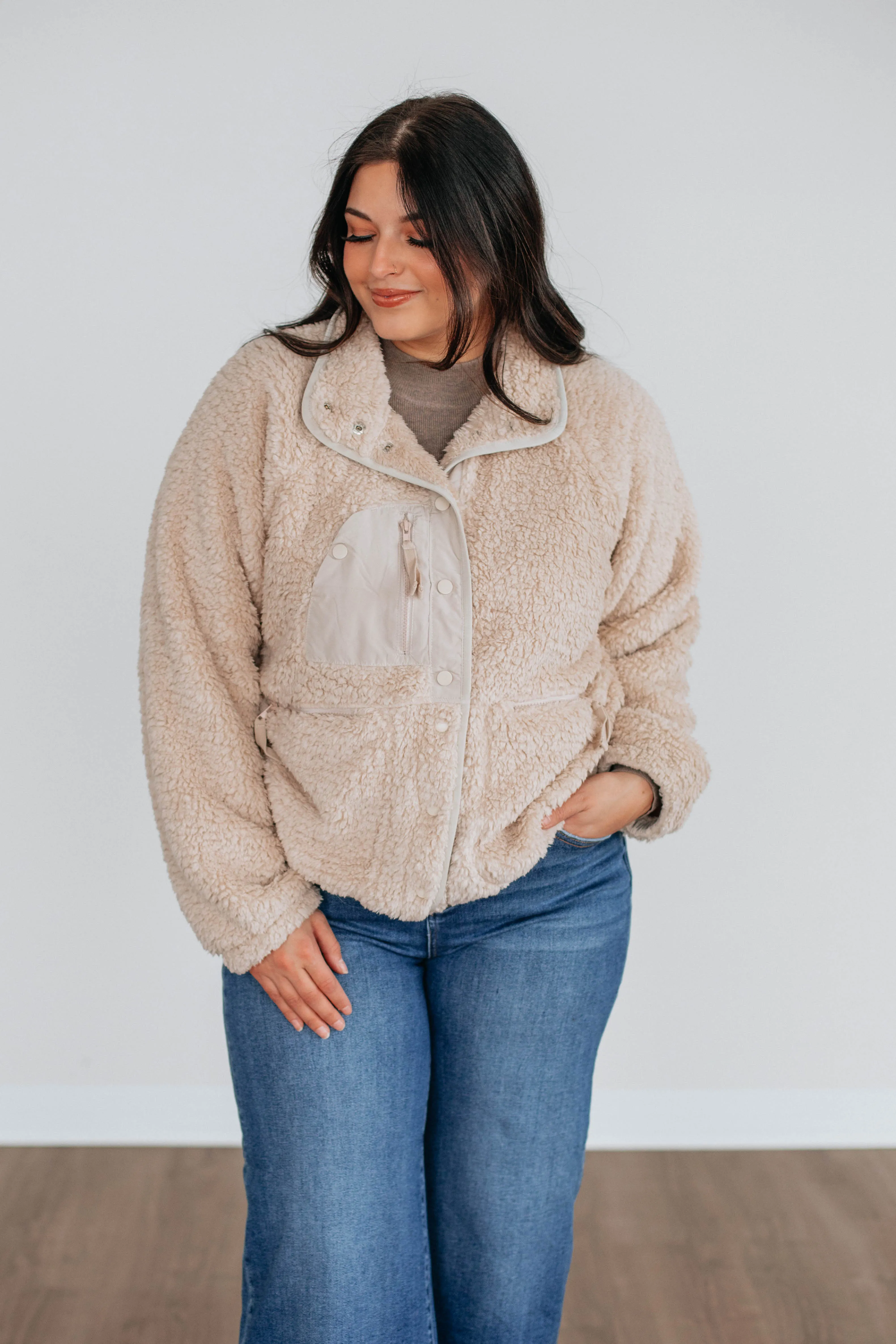 Zia Sherpa Jacket - Natural sold by Wild Oak Boutique product image thumbnail 3