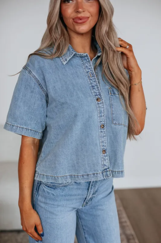 Roan Denim Top - Light Wash sold by Wild Oak Boutique