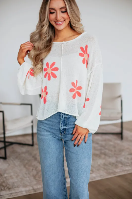 Kaelie Floral Sweater - Ivory sold by Wild Oak Boutique
