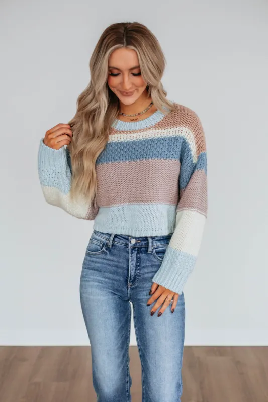 Cate Colorblock Sweater - Sky Blue Mix made by Le Lis