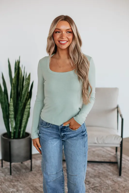 Joya Basic Top - Pistachio sold by Wild Oak Boutique