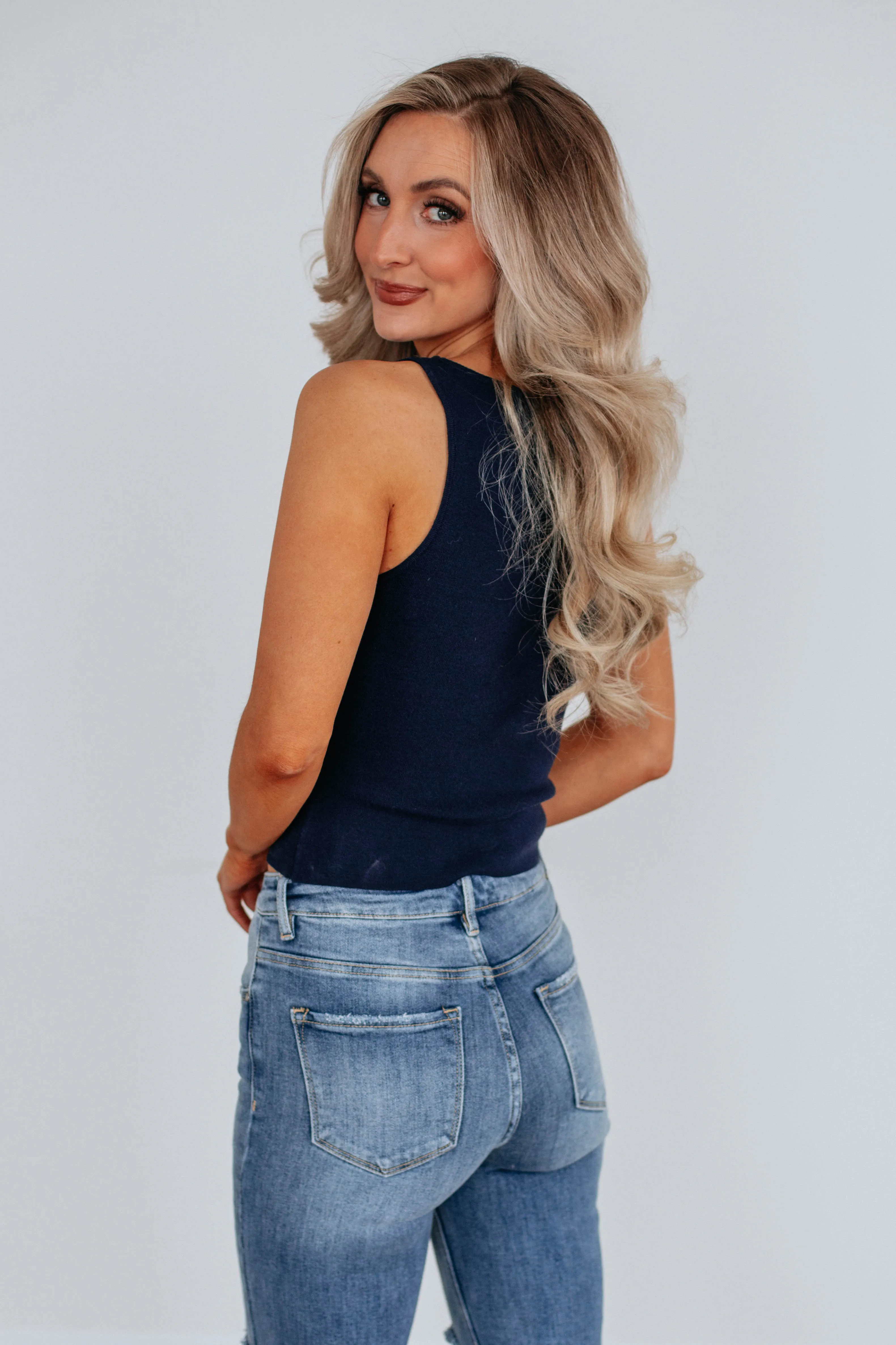 Zari Sweater Tank - Navy sold by Wild Oak Boutique product image thumbnail 5