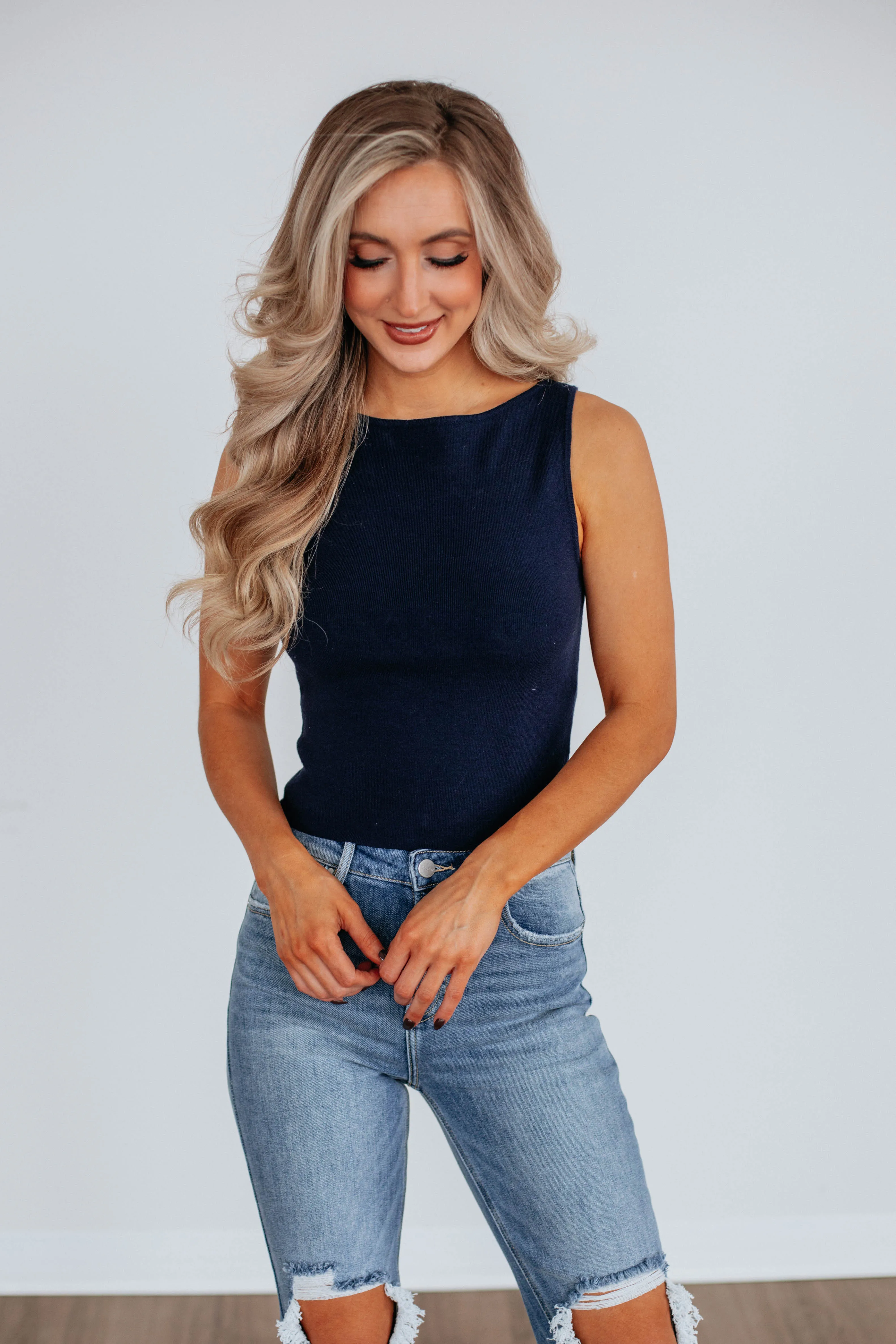 Zari Sweater Tank - Navy sold by Wild Oak Boutique product image thumbnail 4
